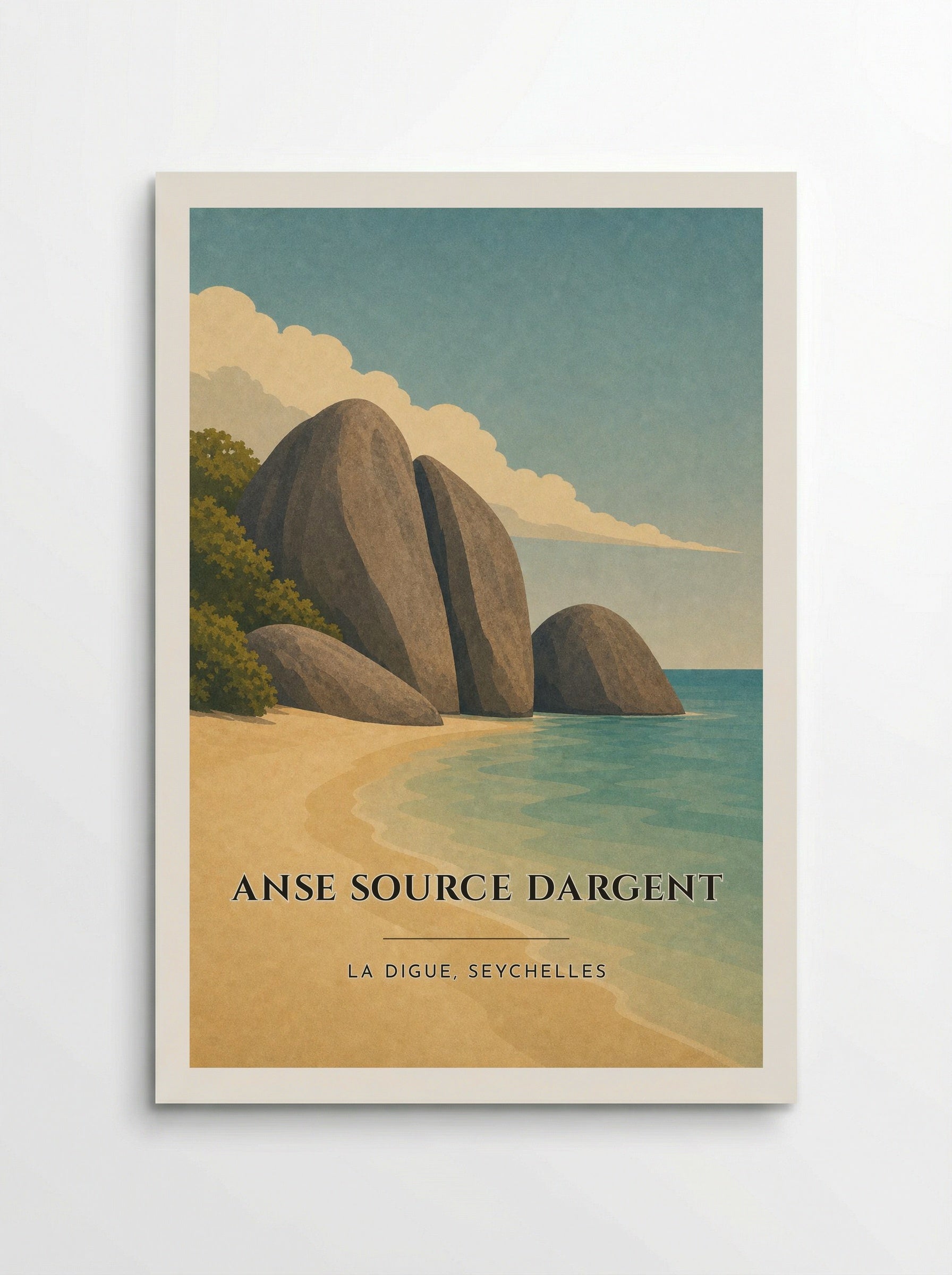 Anse Source dArgent Travel Poster Artwork - Poster