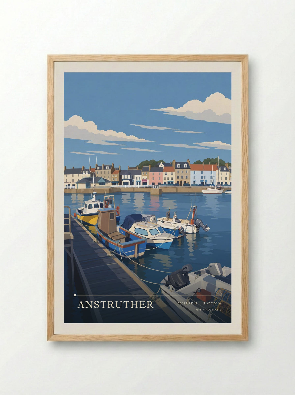 Anstruther, Fife | Travel Poster - Framed Print Wood