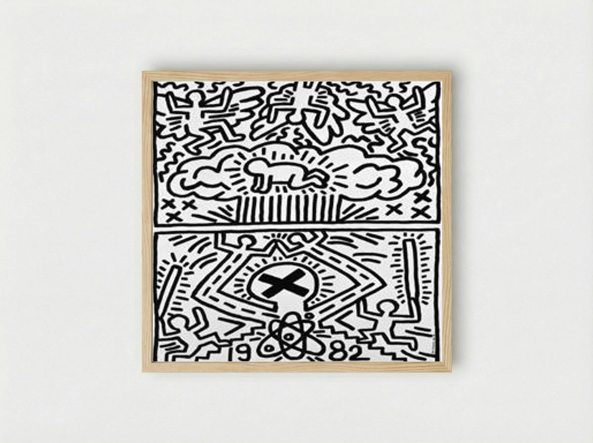 Anti-Nuclear Rally - Keith Haring - Framed Print Wood
