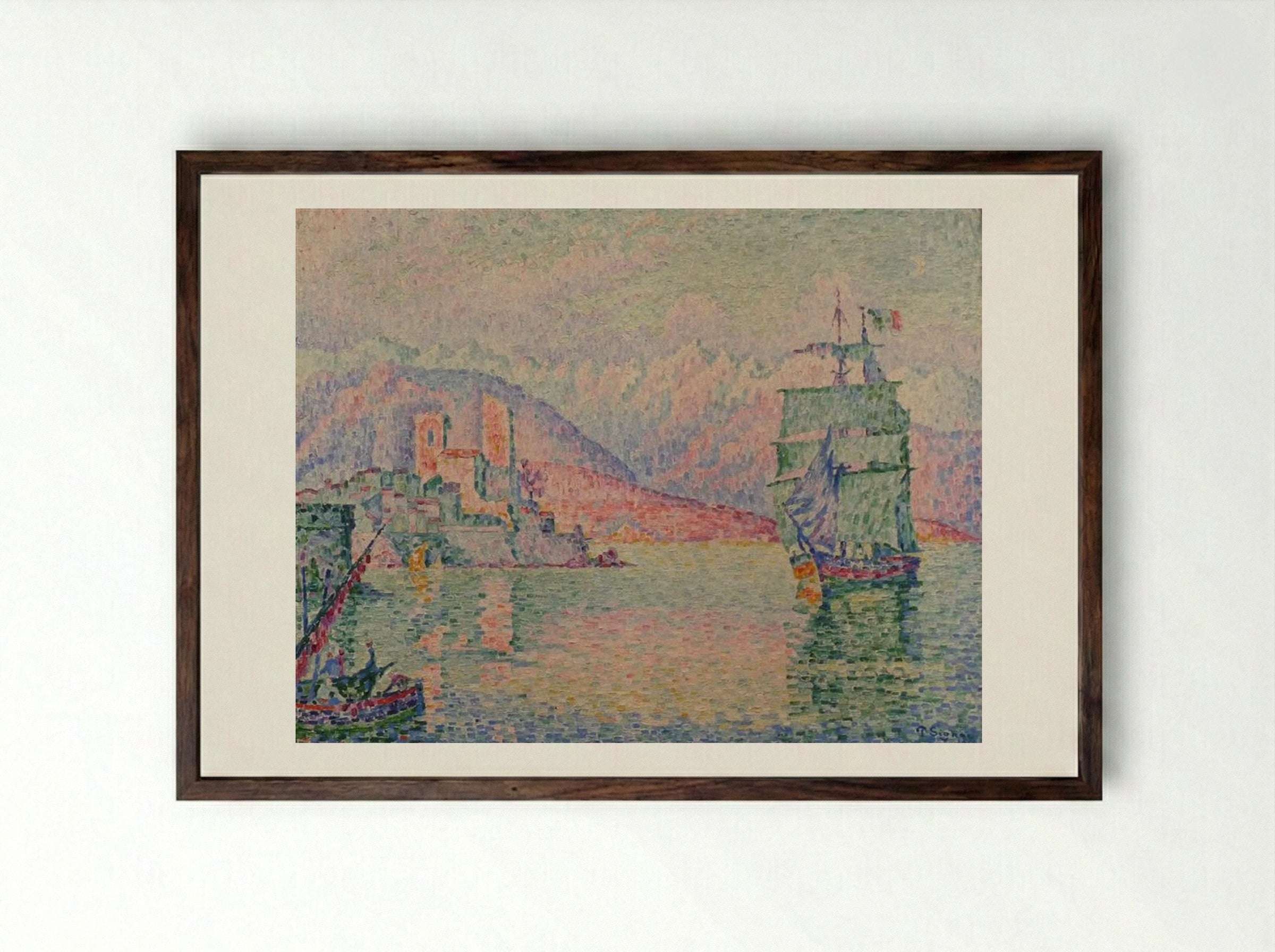 Antibes, Evening - Paul Signac - Framed Print Dark Wood