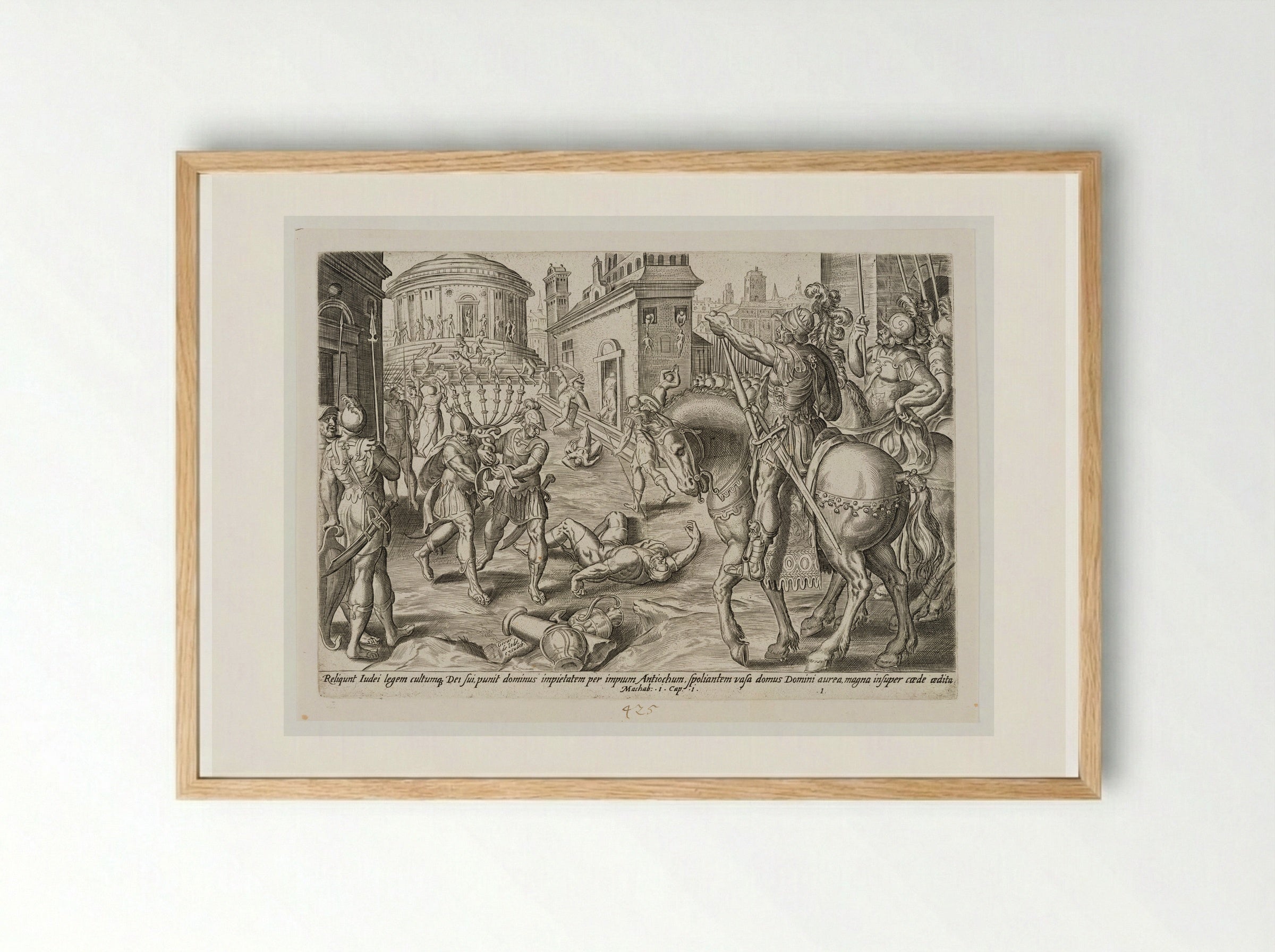 Antiochus Sacking the Temple - Johannes Wierix - Framed Print Wood
