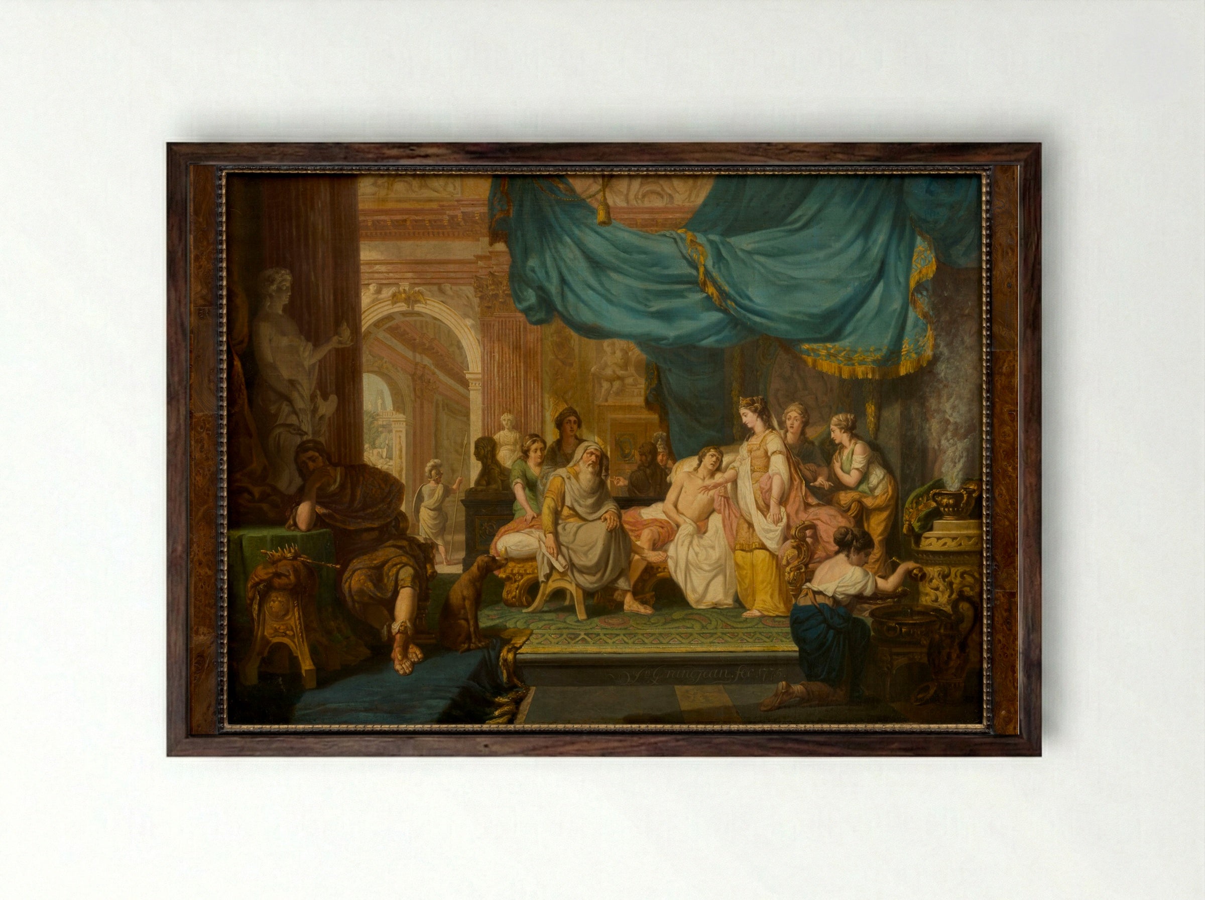 Antiochus and Stratonice - Jean Grandjean - Framed Print Dark Wood