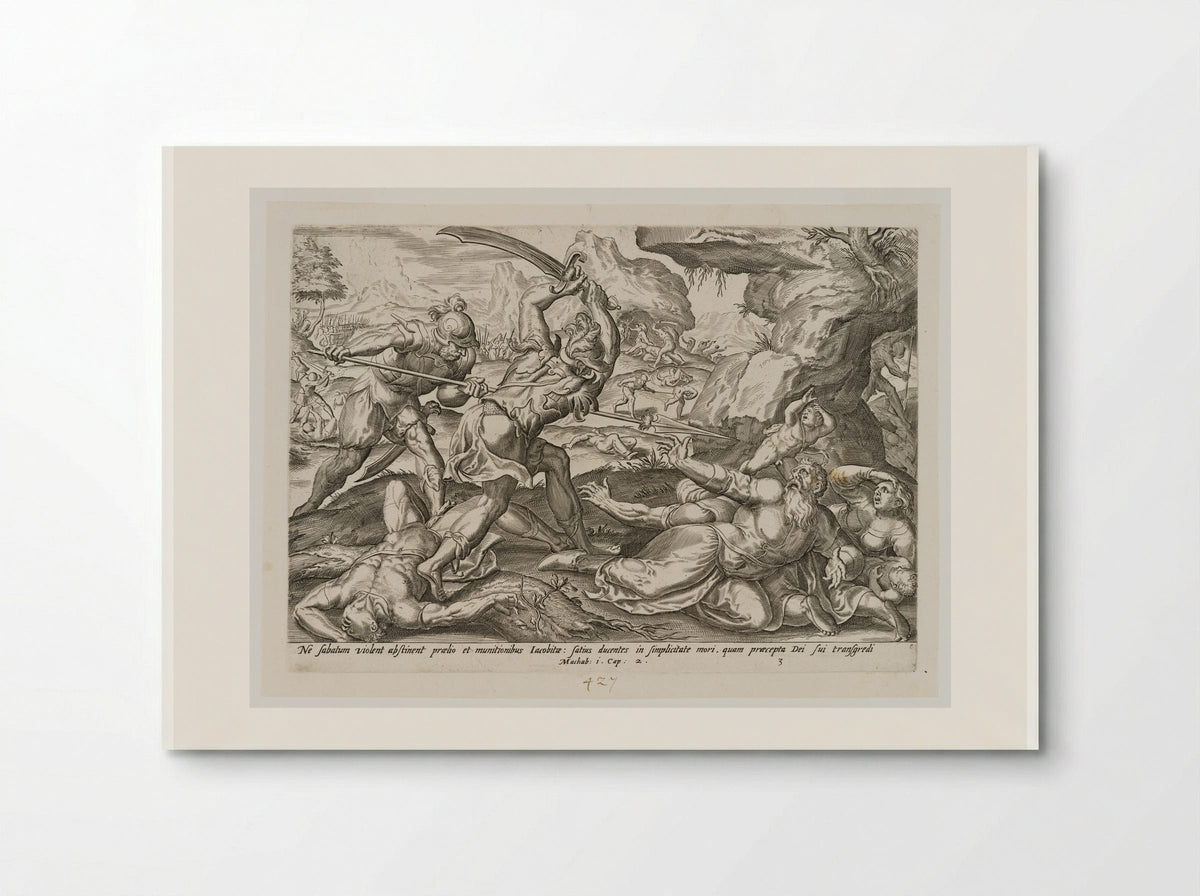 Antiochus's Army Killing the Jews During the Sabbath - Johannes Wierix - Poster