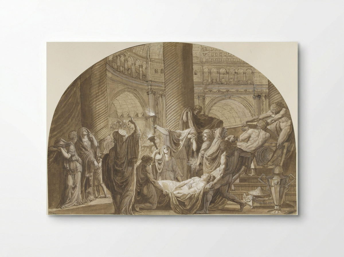 Antique Funeral Scene in a Mausoleum - Luigi Ademollo - Poster