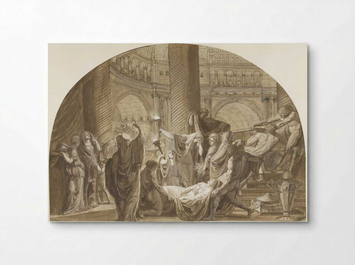 Antique Funeral Scene in a Mausoleum - Luigi Ademollo - Poster