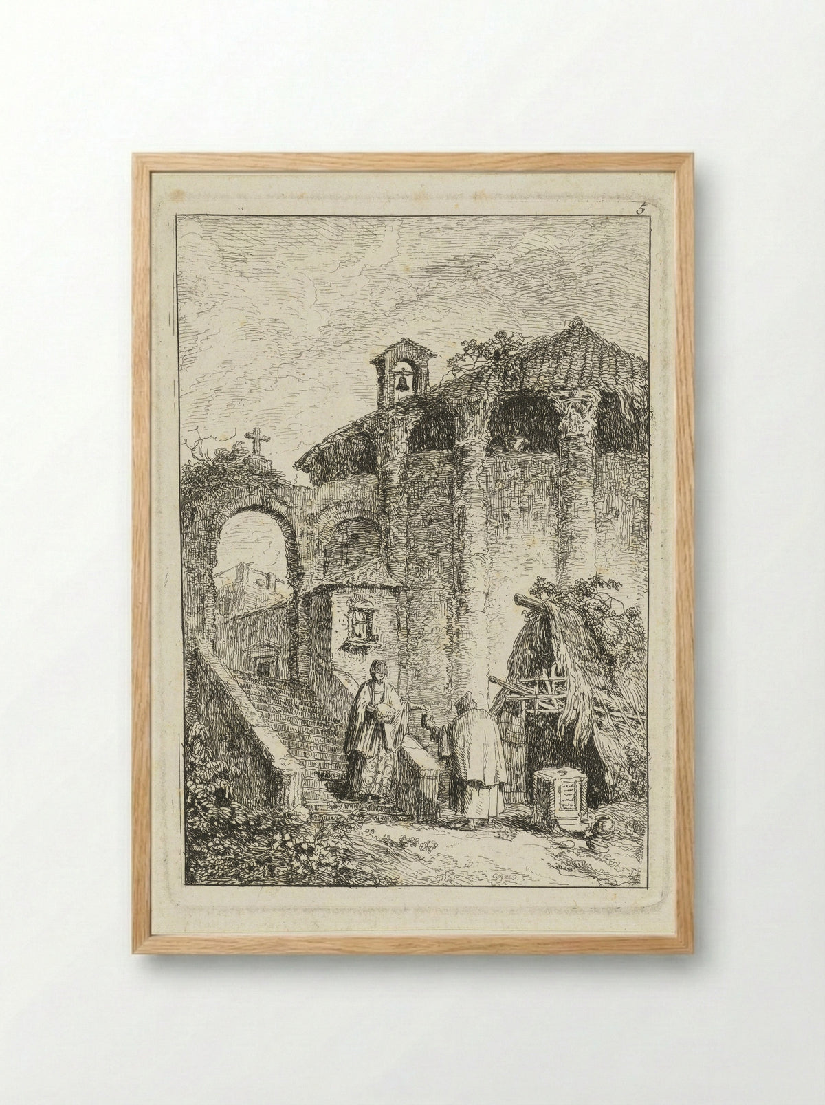 Antique Temple - Hubert Robert - Framed Print Wood