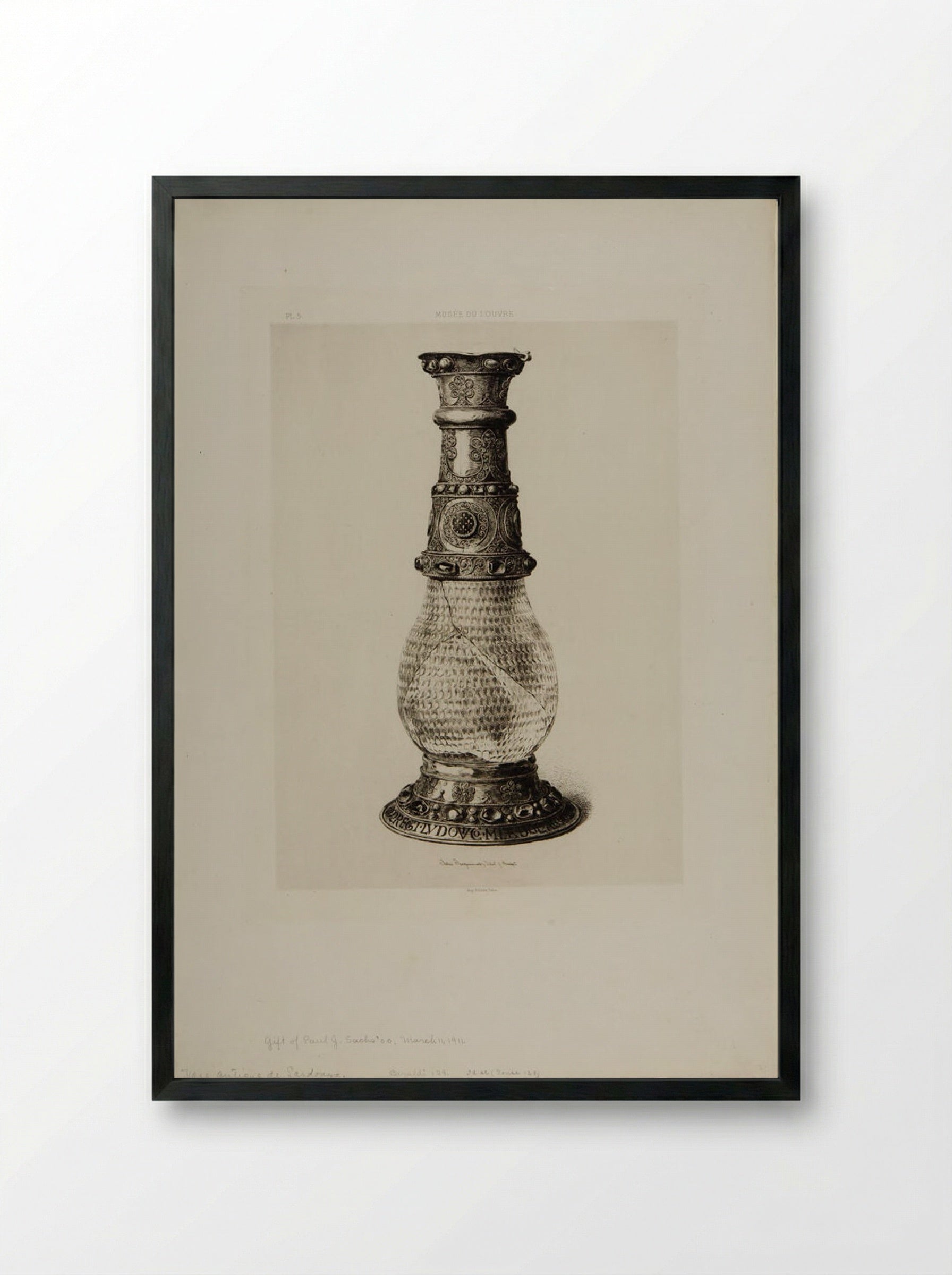 Antique Vase of Sardonyx - Jules Ferdinand Jacquemart - Framed Print Black