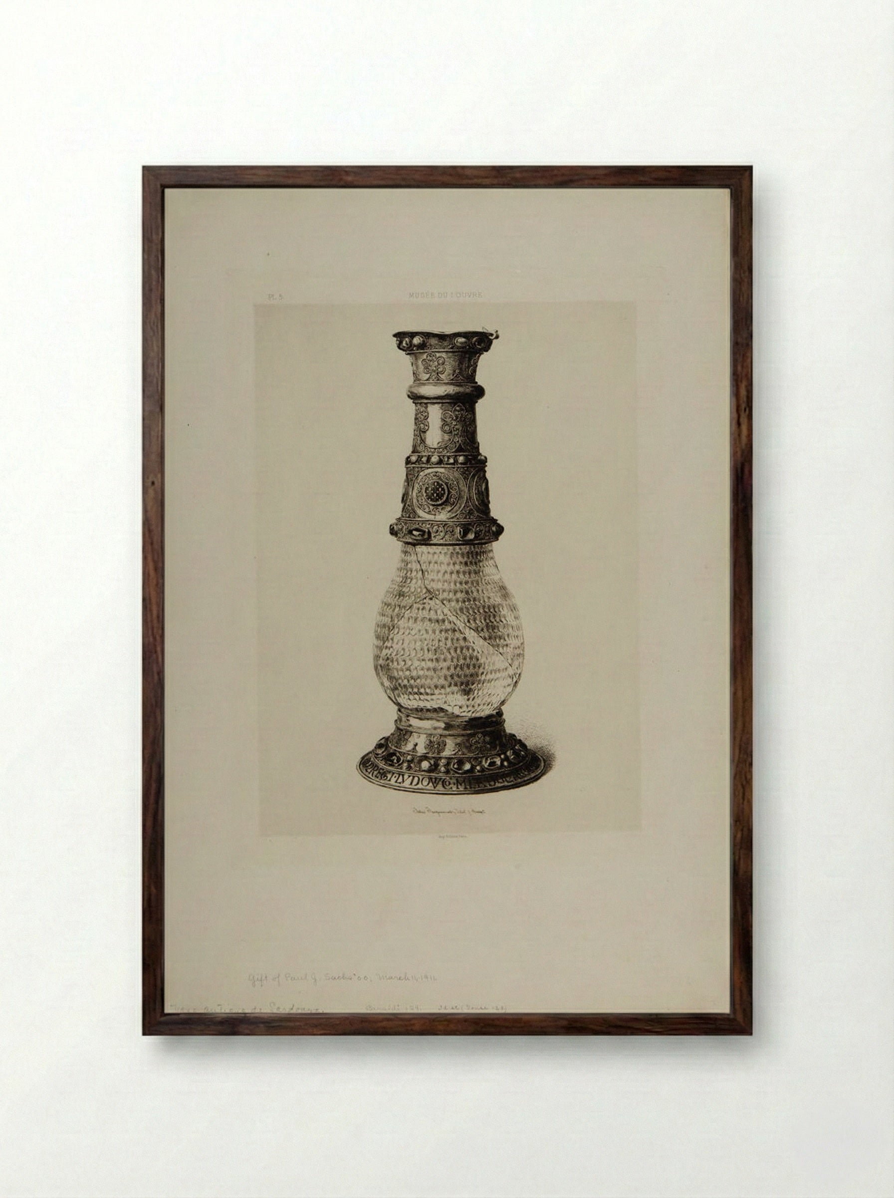 Antique Vase of Sardonyx - Jules Ferdinand Jacquemart - Framed Print Dark Wood