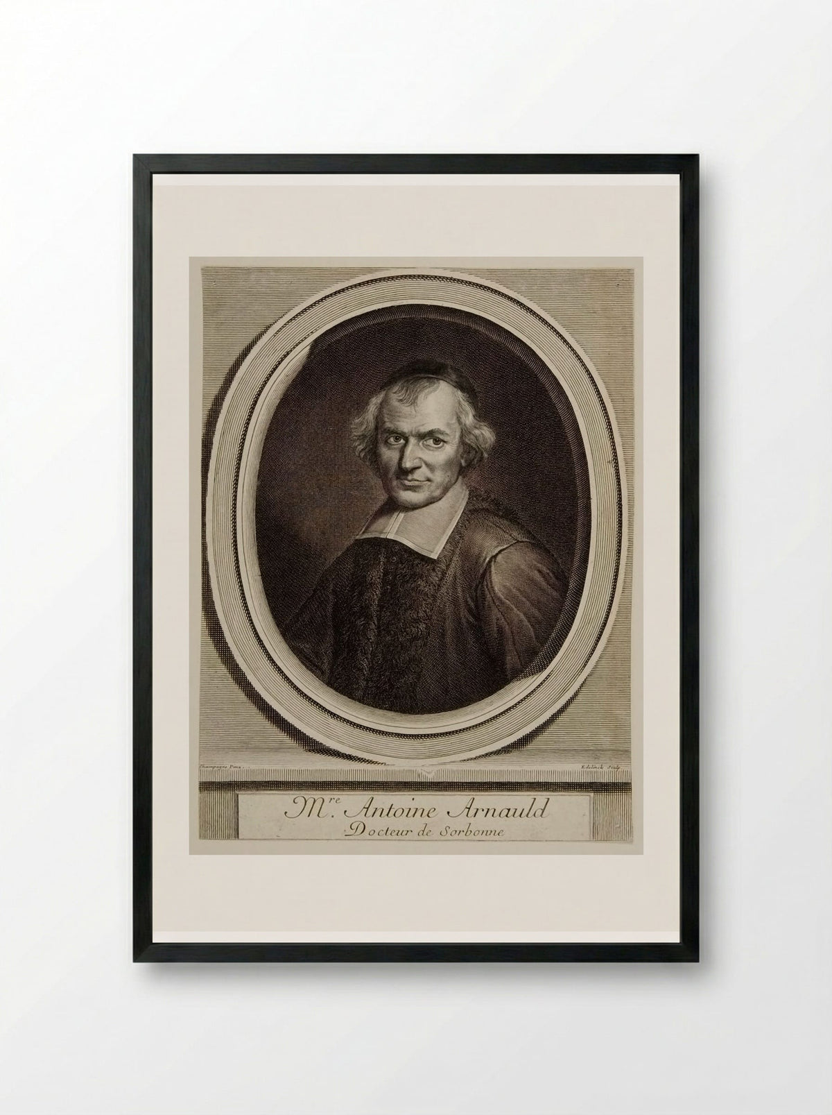 Antoine Arnauld - Gérard Edelinck - Framed Print Black
