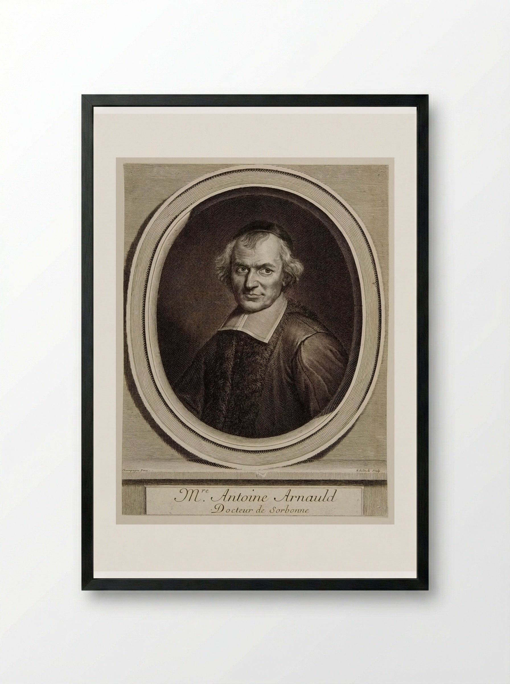 Antoine Arnauld - Gérard Edelinck - Framed Print Black