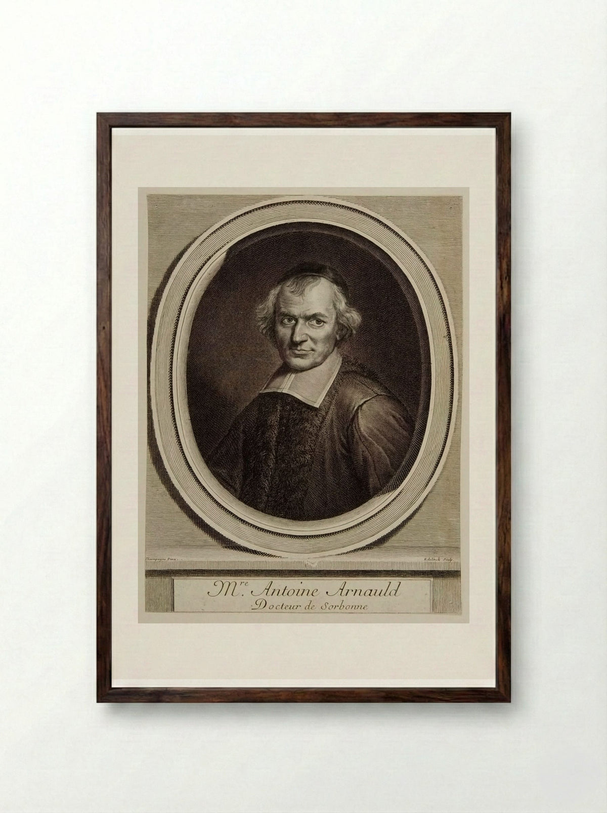 Antoine Arnauld - Gérard Edelinck - Framed Print Dark Wood