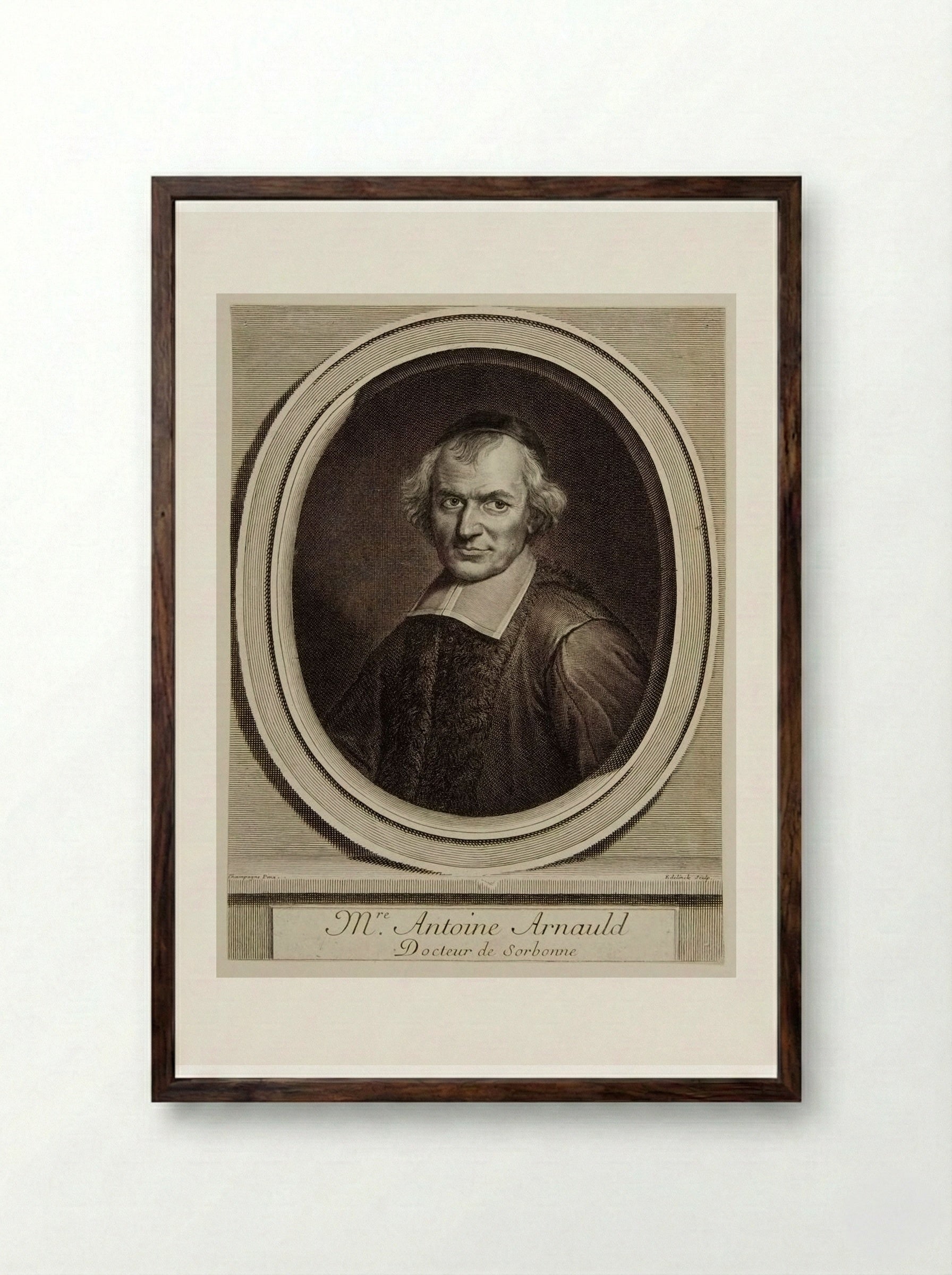 Antoine Arnauld - Gérard Edelinck - Framed Print Dark Wood