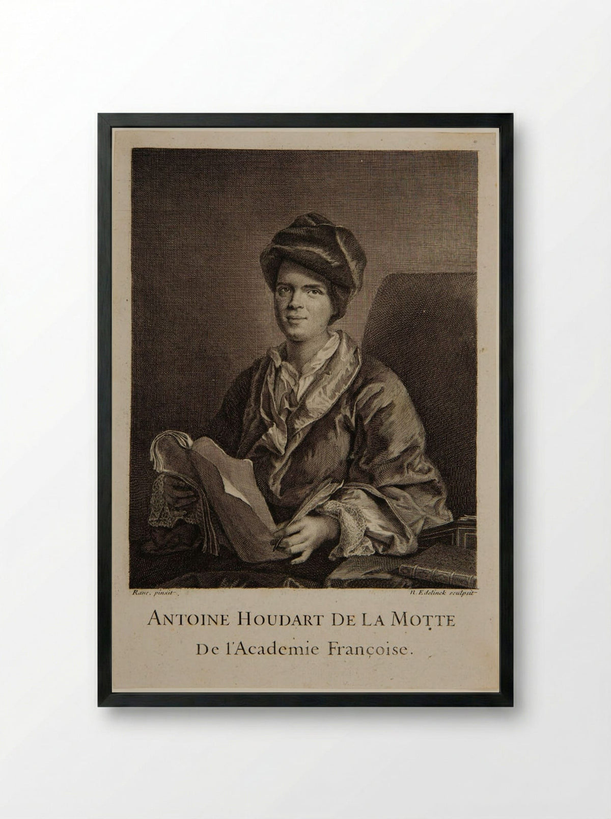 Antoine Houdart de la Motte - Nicolas Edelinck - Framed Print Black