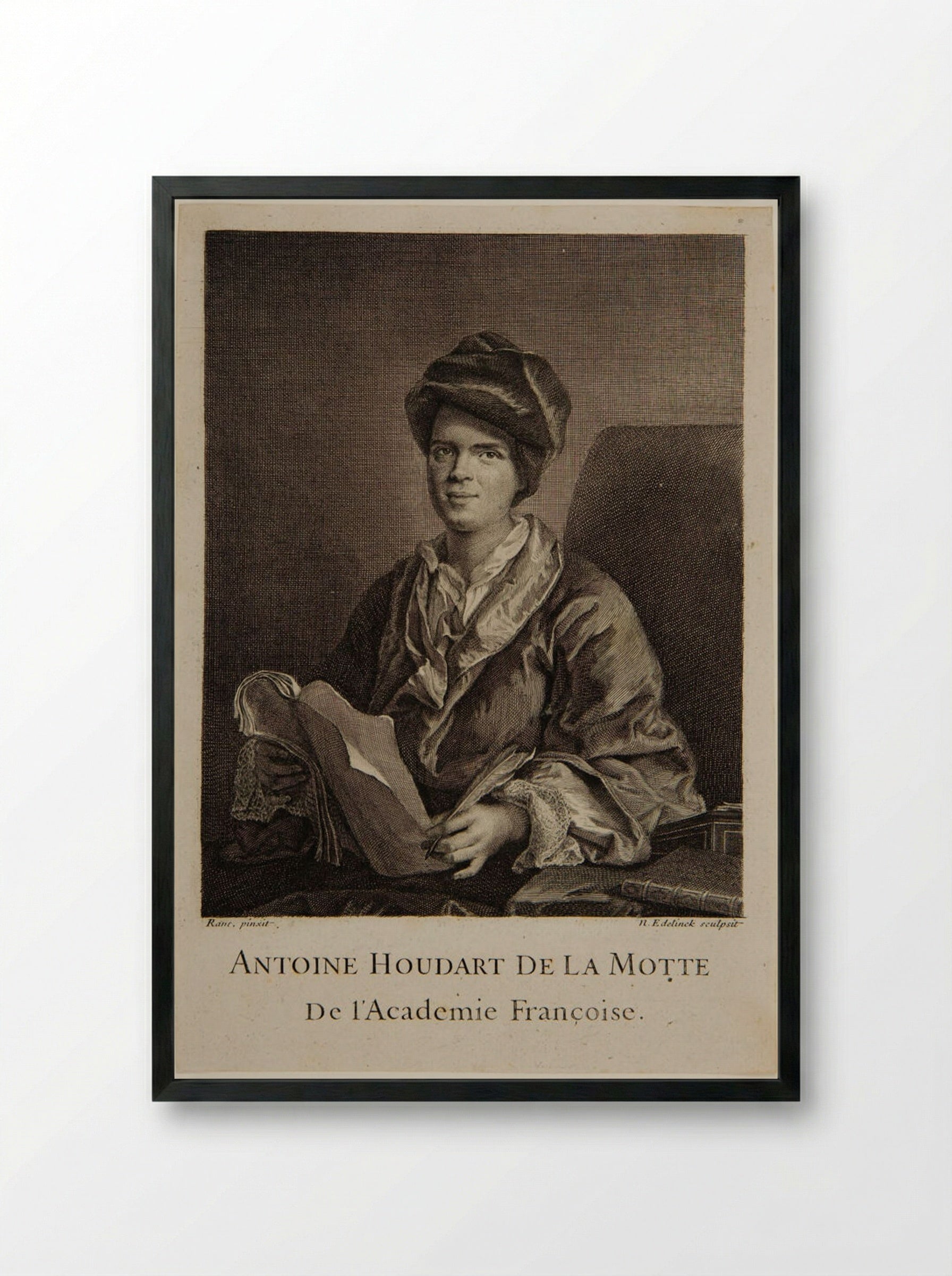 Antoine Houdart de la Motte - Nicolas Edelinck - Framed Print Black