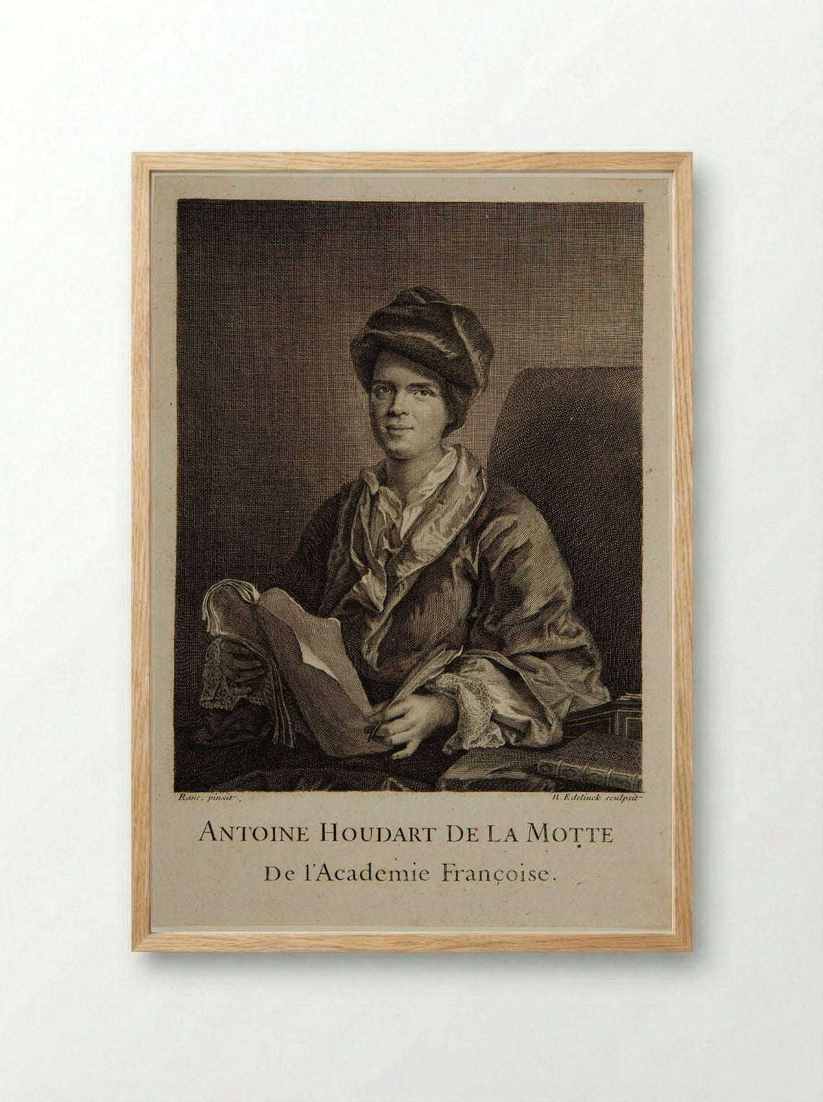 Antoine Houdart de la Motte - Nicolas Edelinck - Framed Print Wood