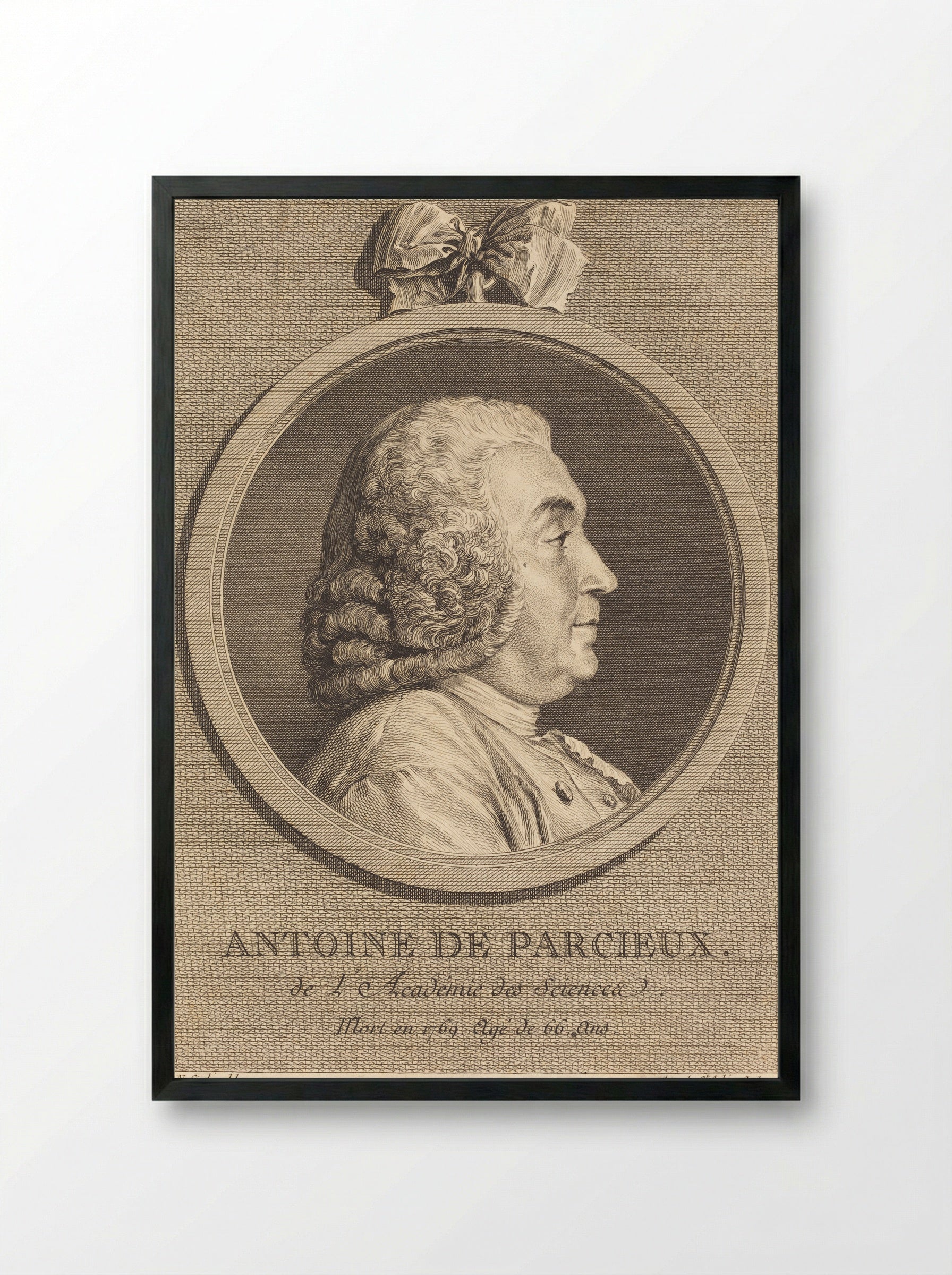 Antoine de Parcieux - Augustin de Saint-Aubin - Framed Print Black