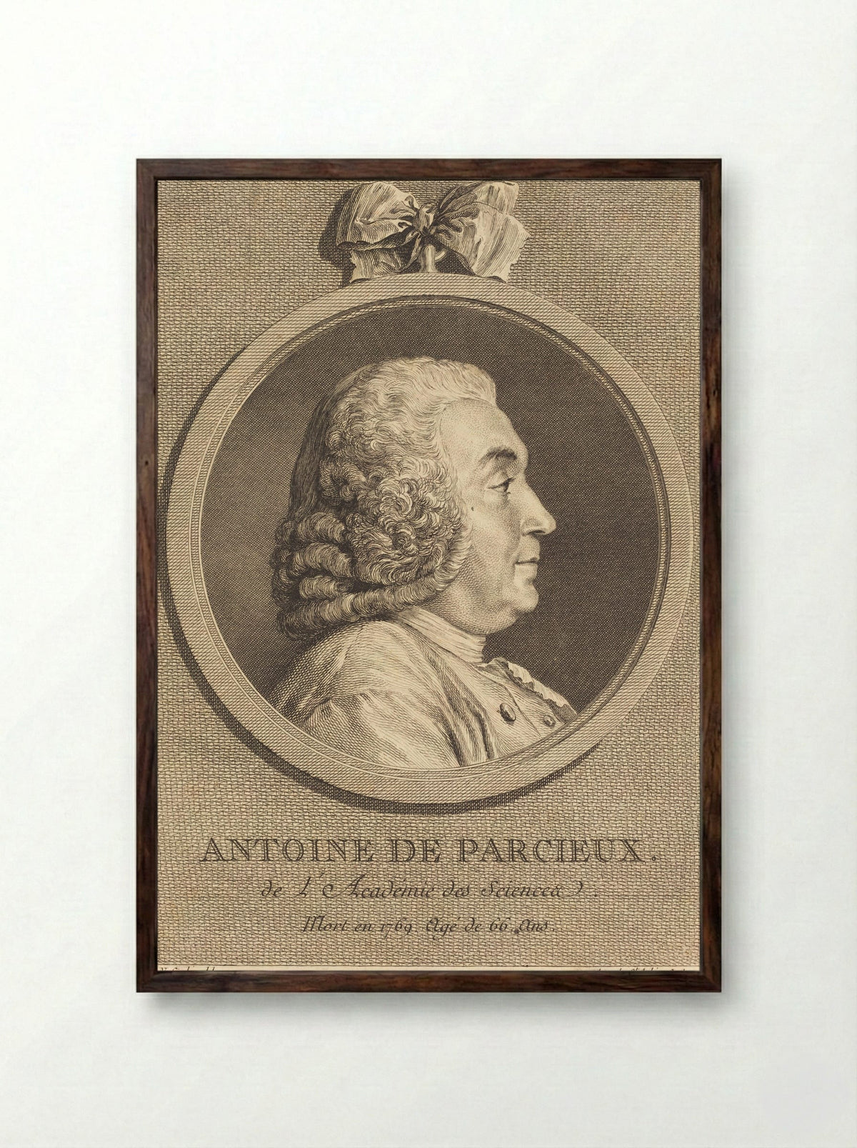 Antoine de Parcieux - Augustin de Saint-Aubin - Framed Print Dark Wood