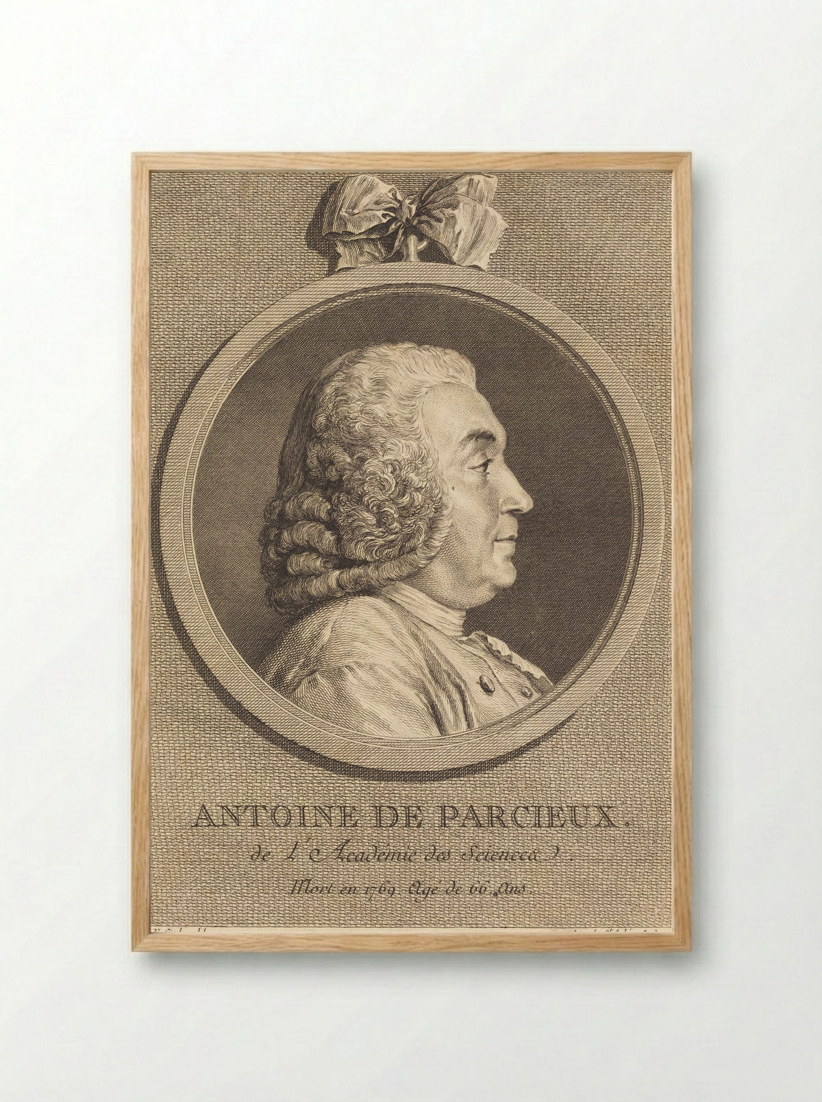 Antoine de Parcieux - Augustin de Saint-Aubin - Framed Print Wood