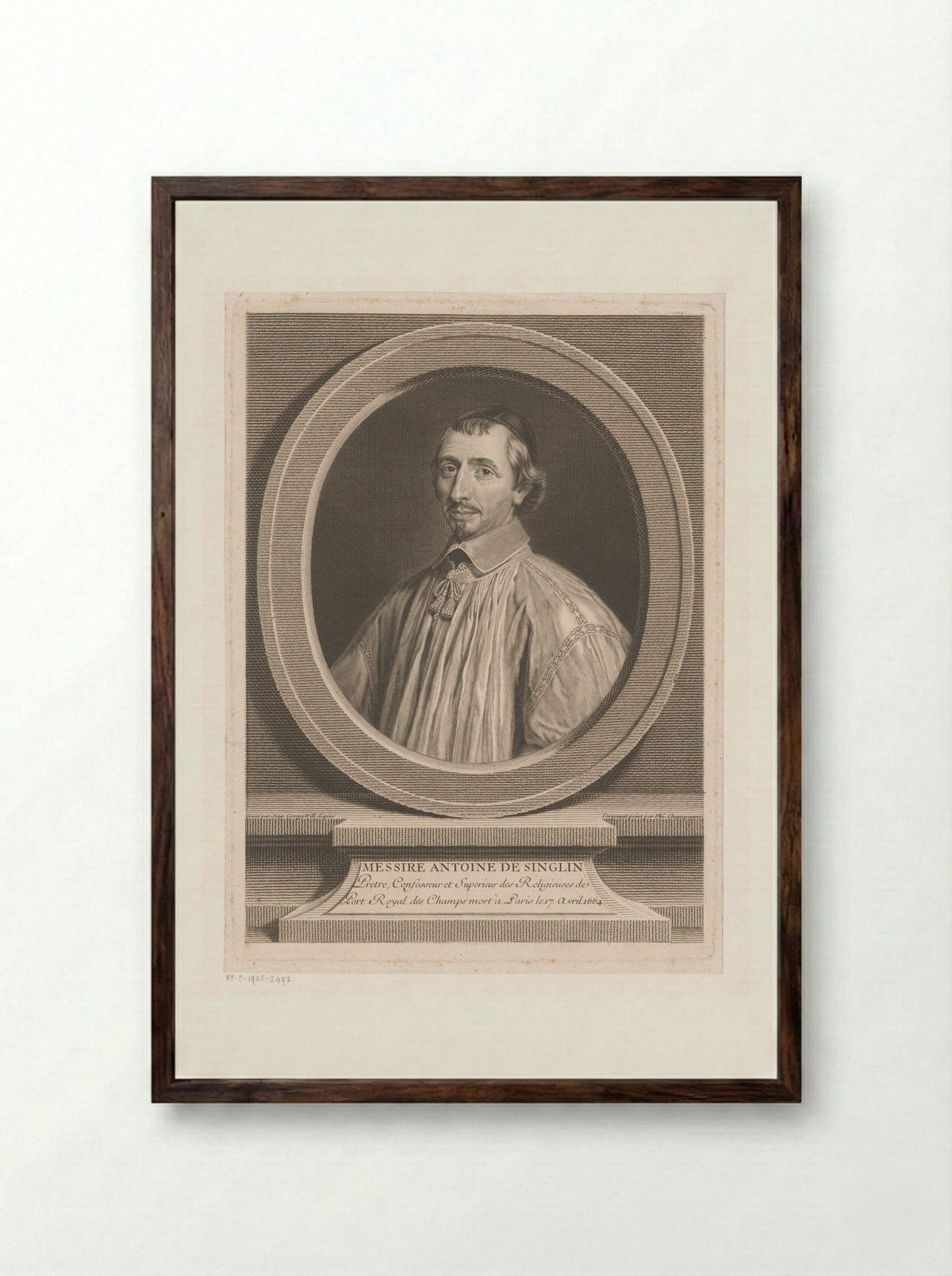 Antoine de Singlin - Johann Georg Wille - Framed Print Dark Wood