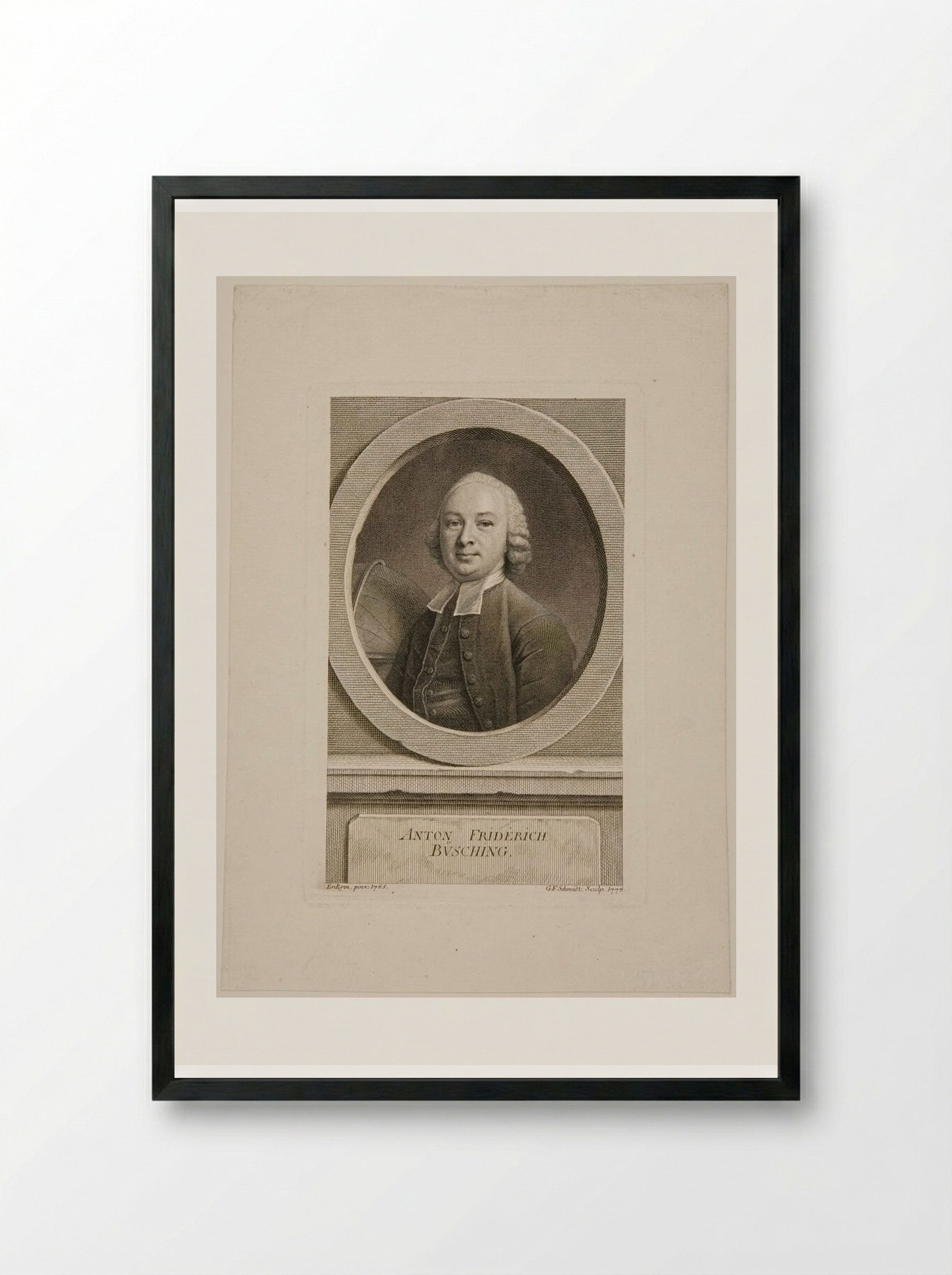 Anton Friedrich Büsching - Georg Friedrich Schmidt - Framed Print Black