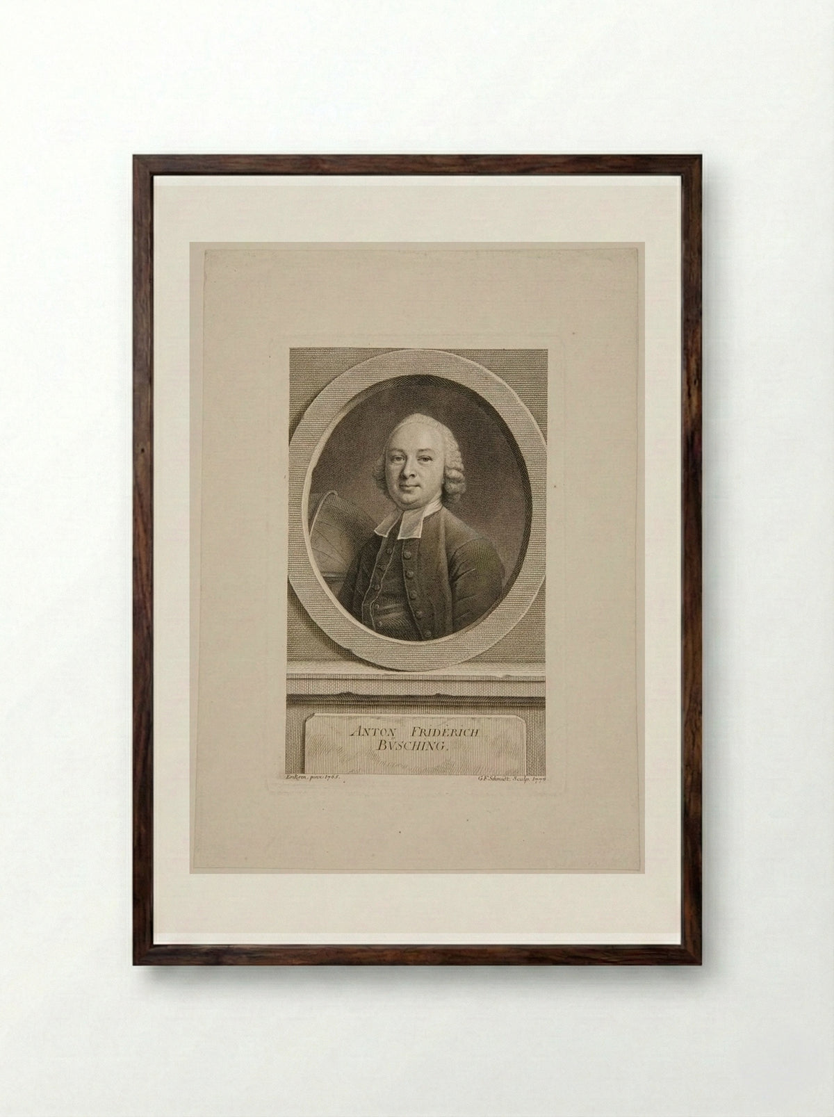 Anton Friedrich Büsching - Georg Friedrich Schmidt - Framed Print Dark Wood