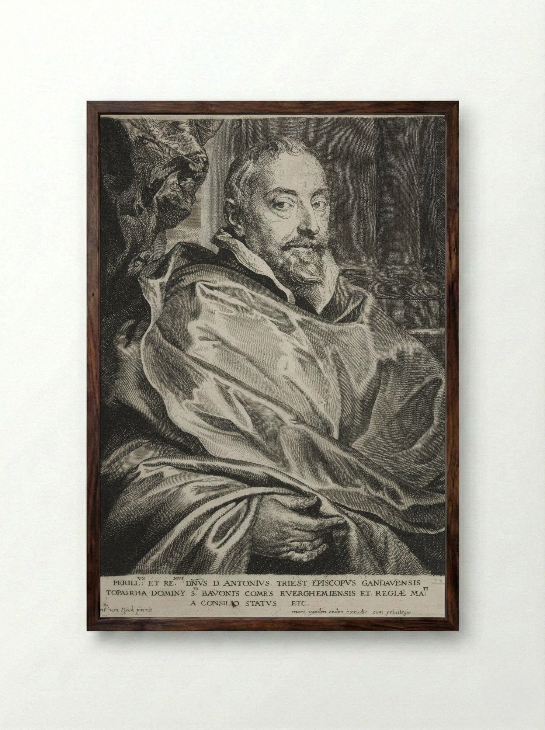Antoon Triest, Bishop of Ghent - Anthony van Dyck - Framed Print Dark Wood