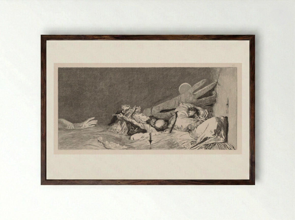 Anxieties - Max Klinger - Framed Print Dark Wood