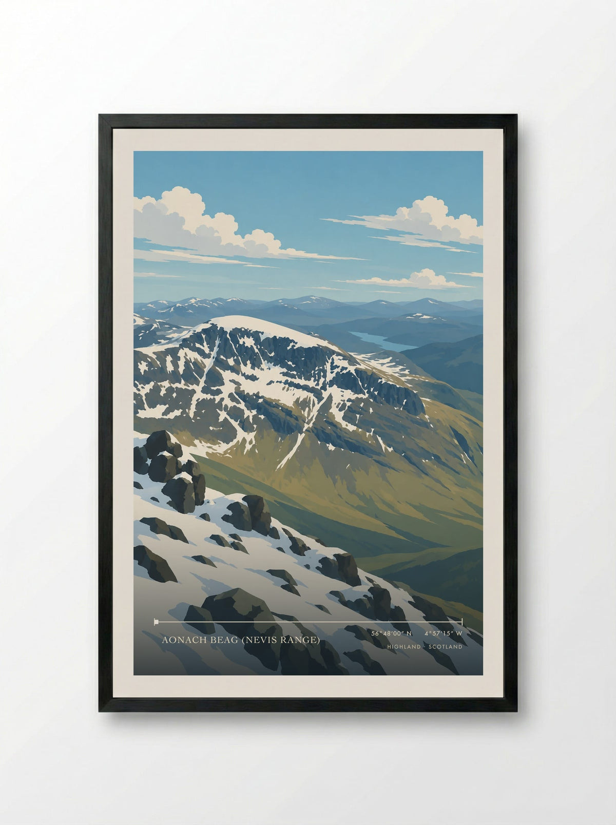 Aonach Beag (Nevis Range), Highland | Travel Poster - Framed Print Black