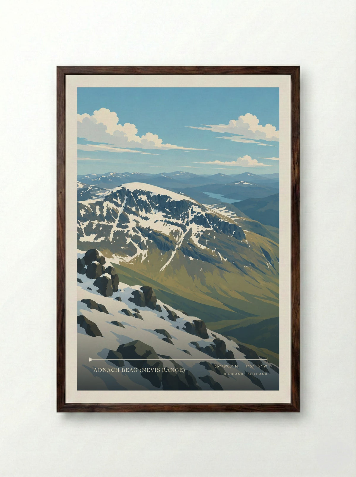 Aonach Beag (Nevis Range), Highland | Travel Poster - Framed Print Dark Wood