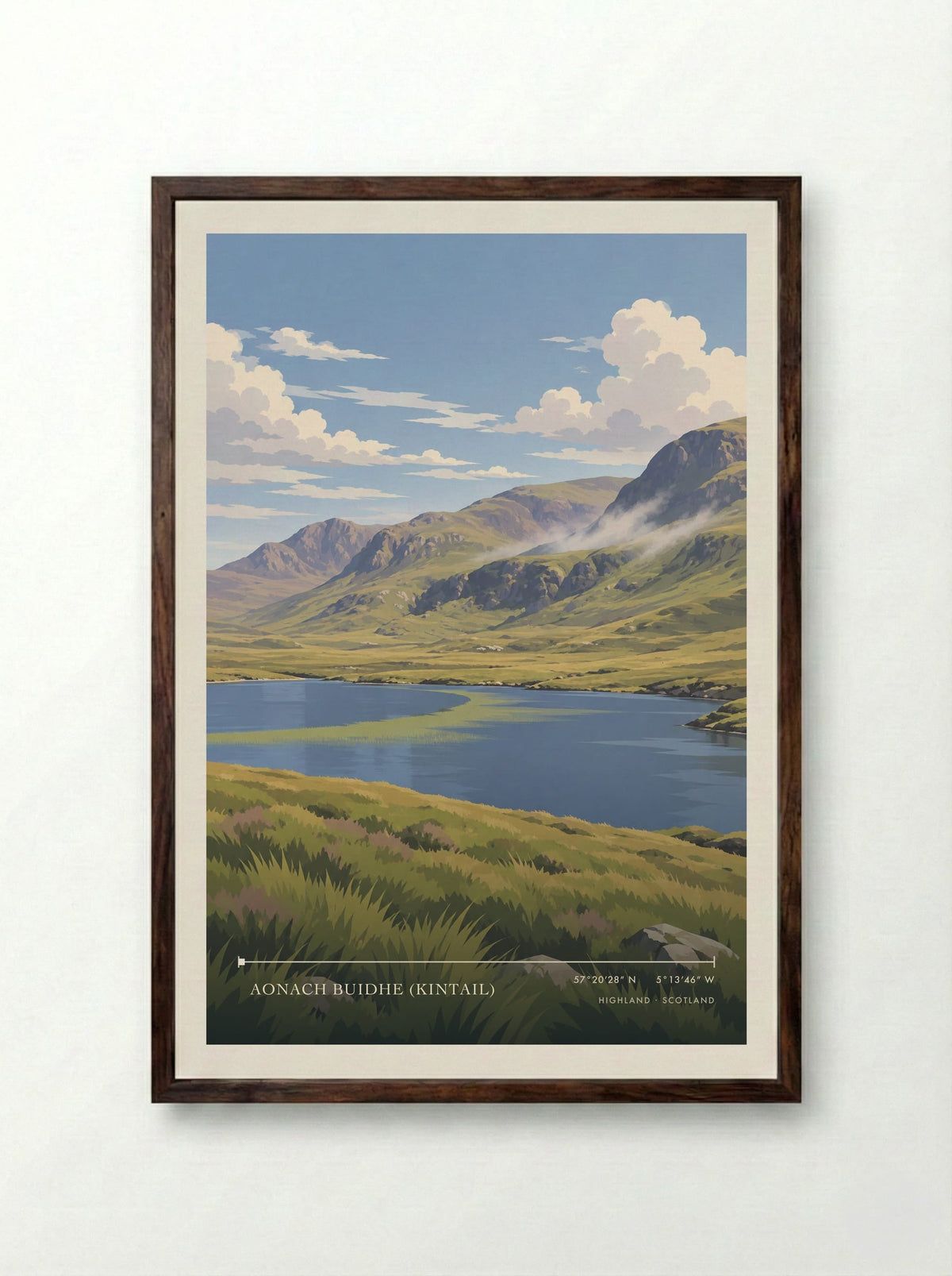 Aonach Buidhe (Kintail), Highland | Travel Poster - Framed Print Dark Wood