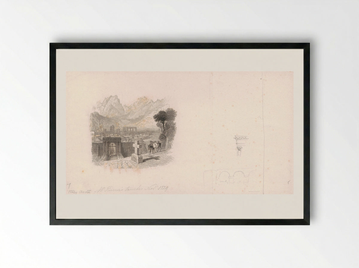Aosta - Henry Le Keux - Framed Print Black