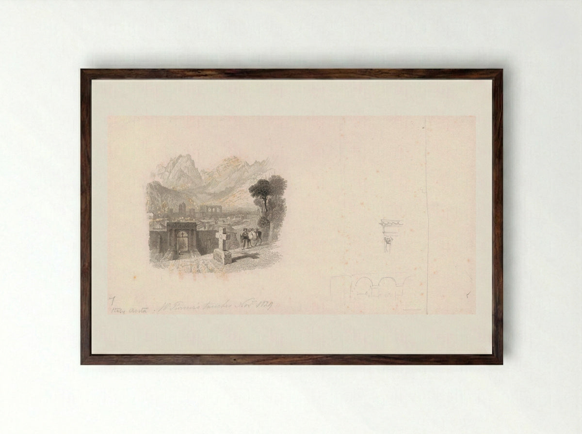 Aosta - Henry Le Keux - Framed Print Dark Wood