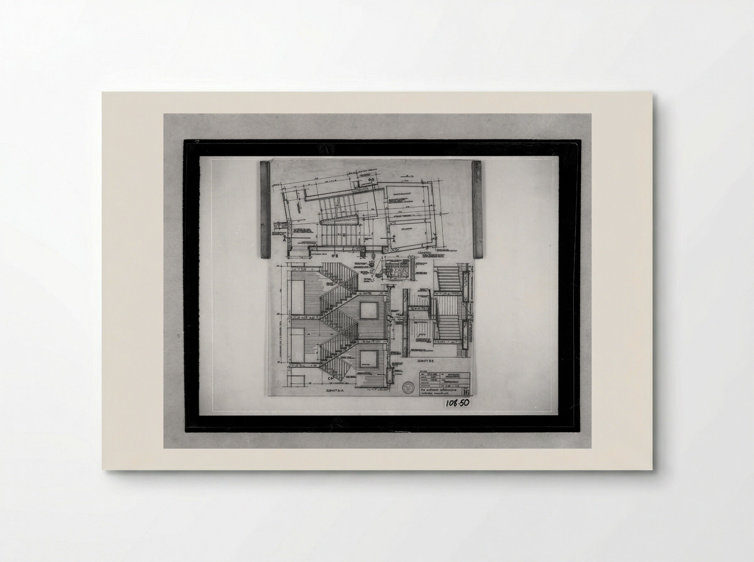 Apartment House for Interbau Exhibition, Berlin-Hansaviertel: Staircase Plan and Sections - Walter Gropius - Poster