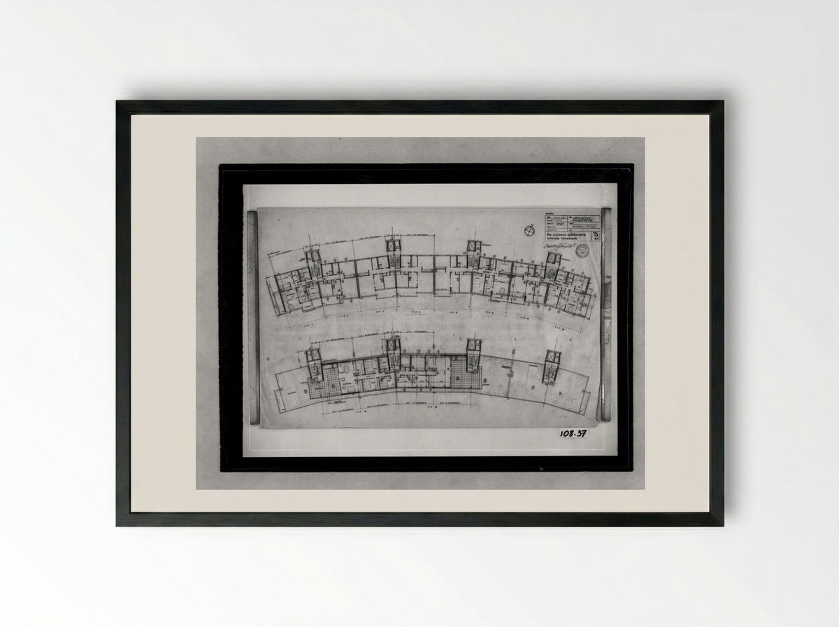 Apartment House for Interbau Exhibition - Walter Gropius - Framed Print Black