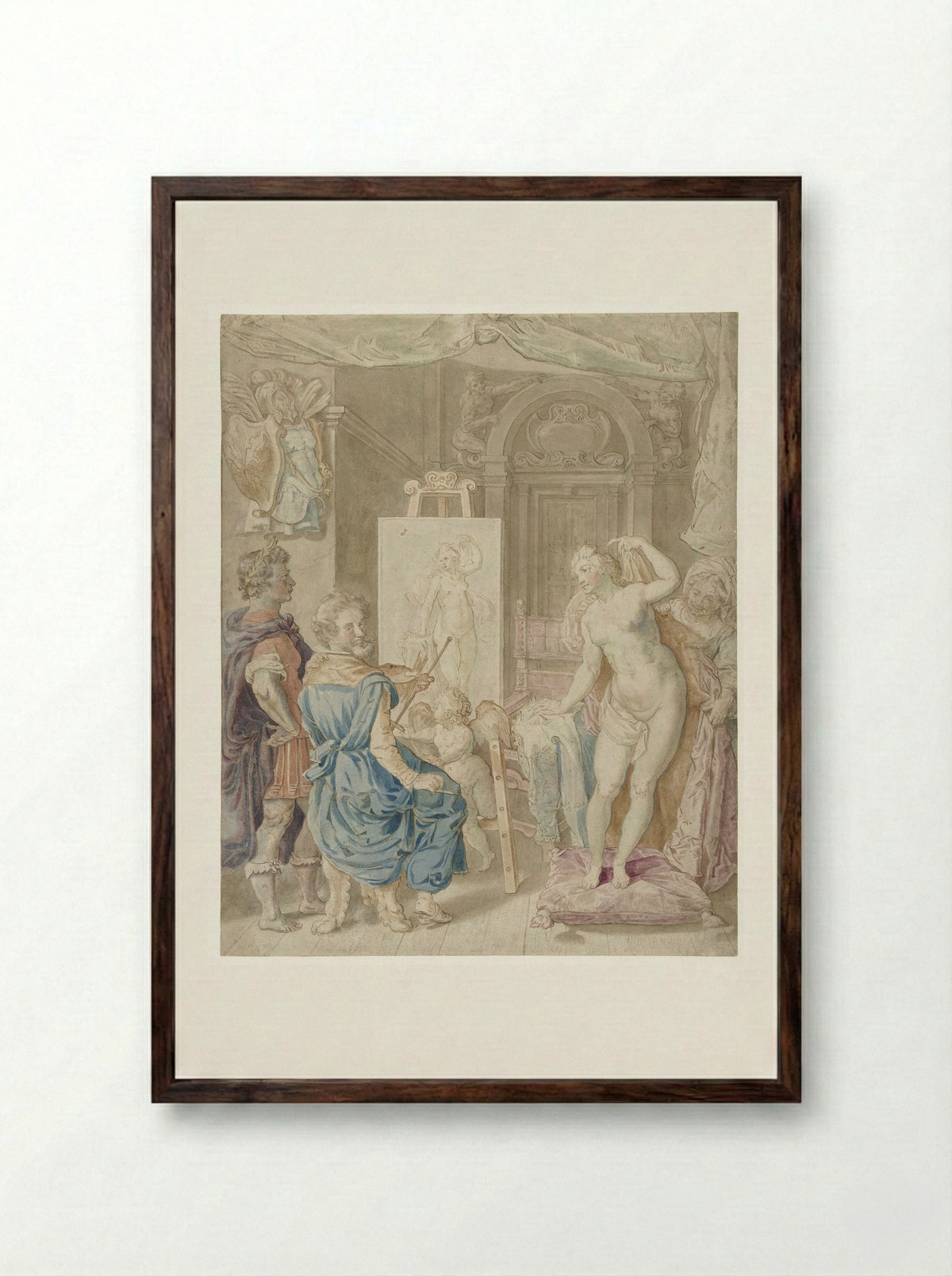 Apelles Painting Campaspe - Pieter Isaacsz. - Framed Print Dark Wood