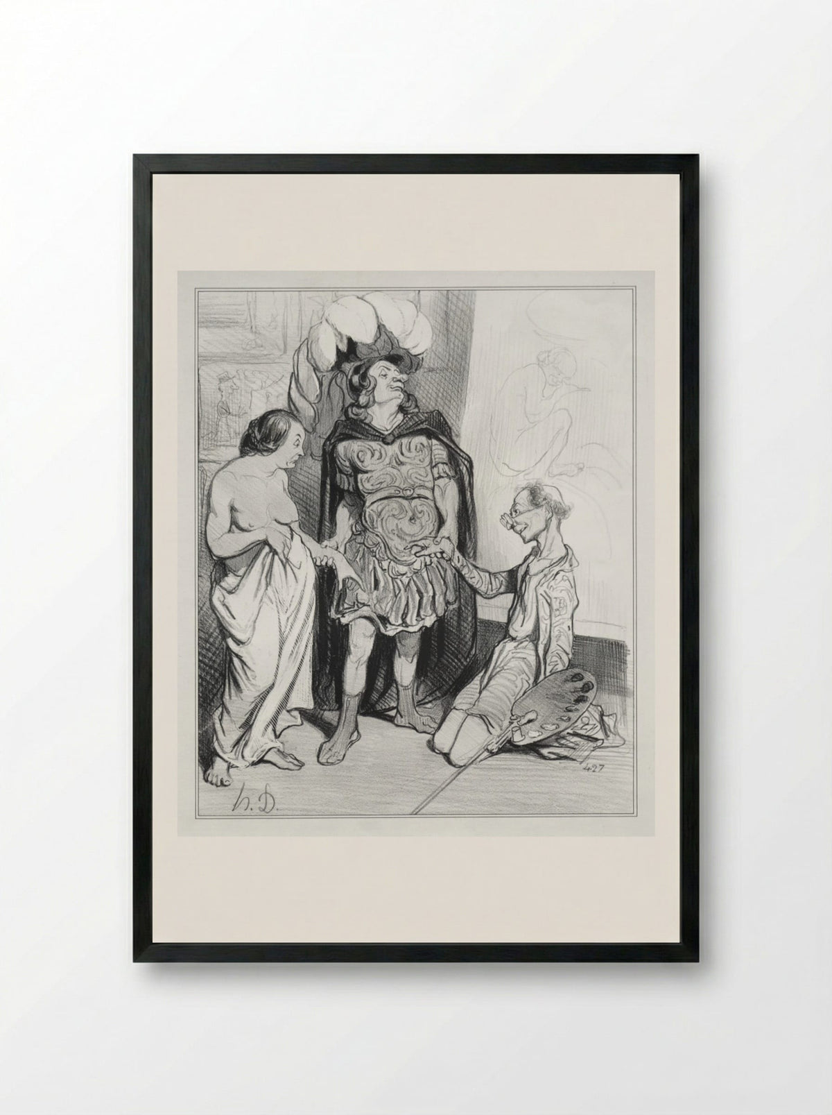 Apelles and Campaspe - Honoré Daumier - Framed Print Black