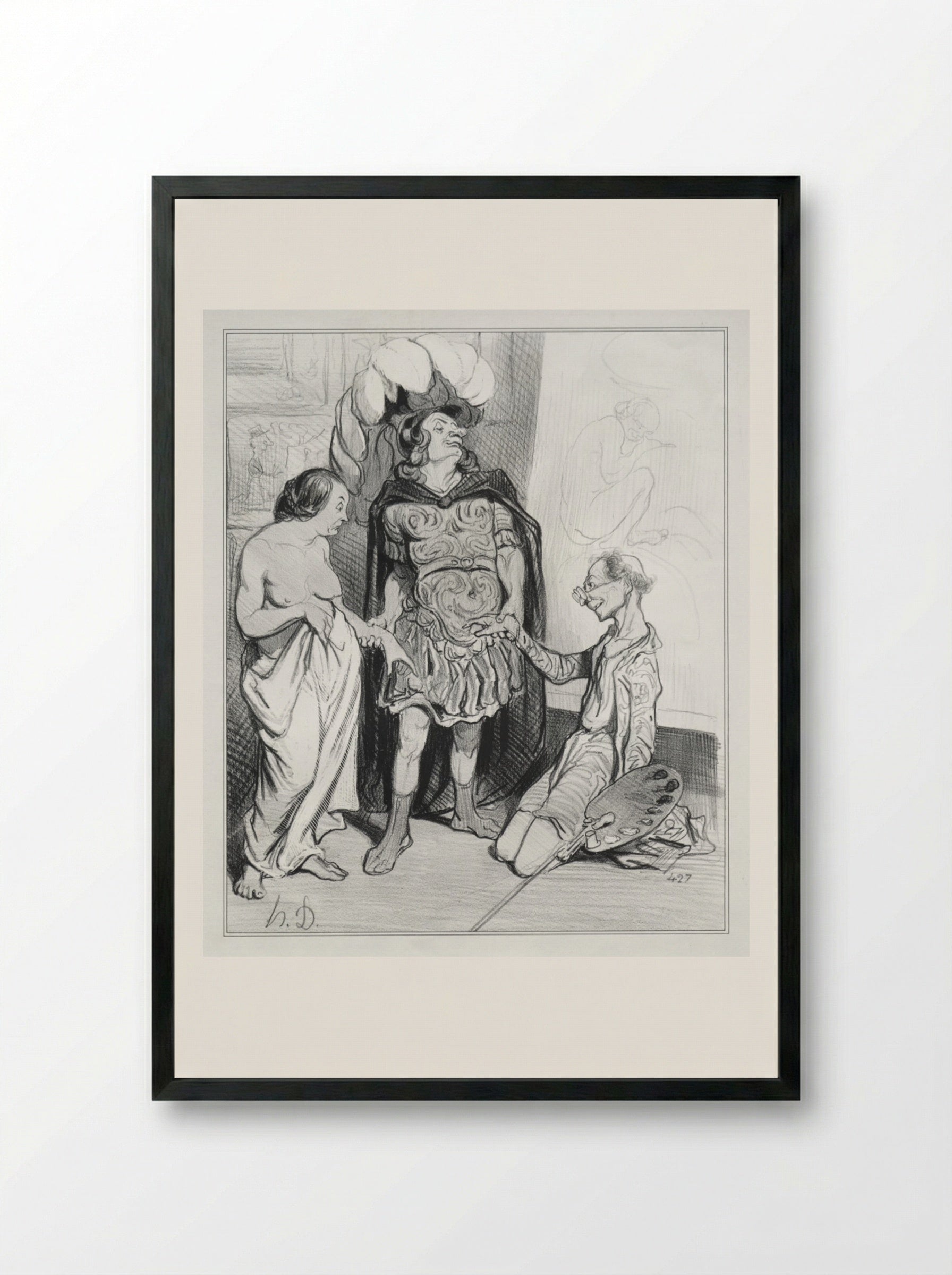 Apelles and Campaspe - Honoré Daumier - Framed Print Black