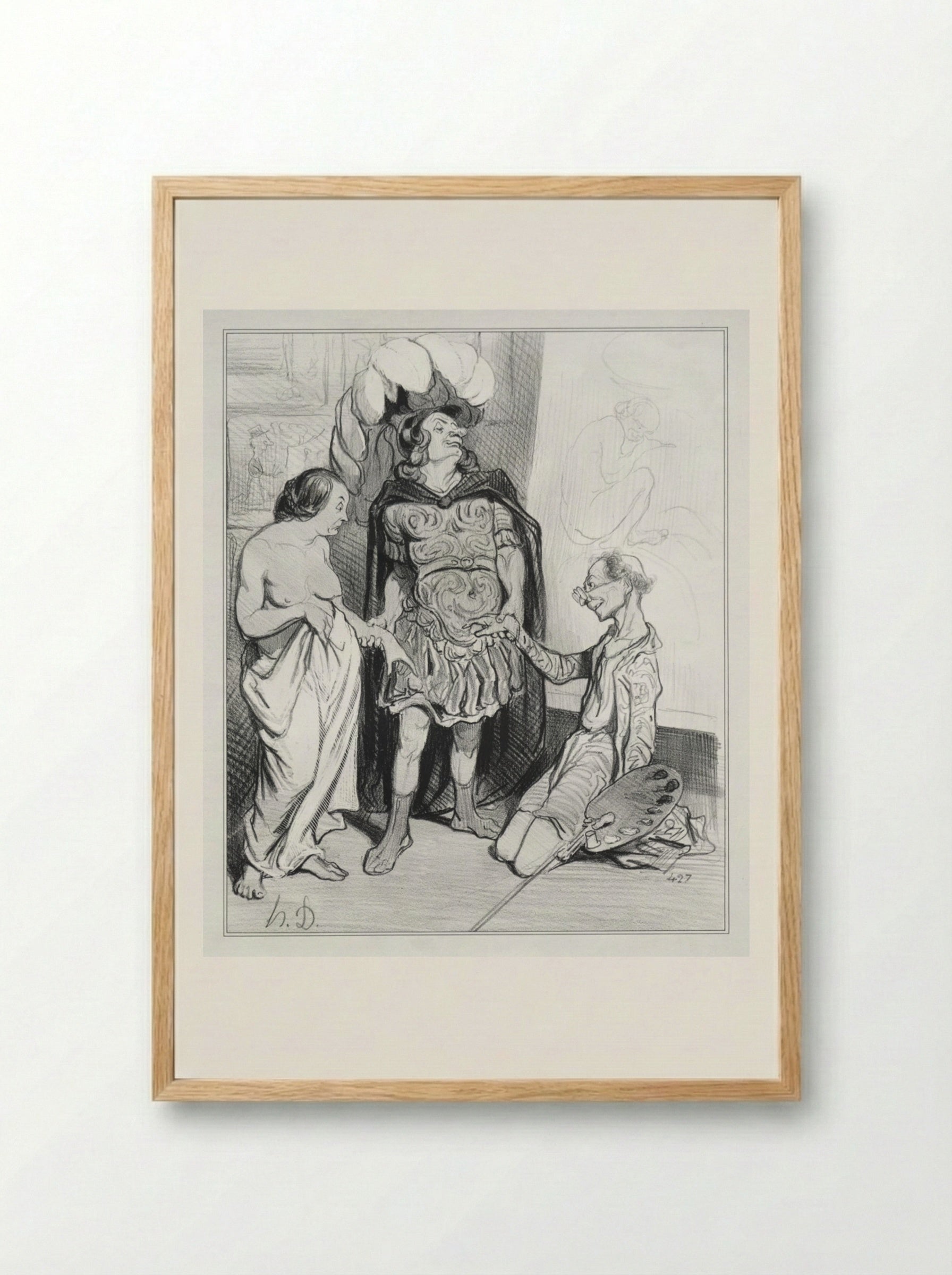 Apelles and Campaspe - Honoré Daumier - Framed Print Wood