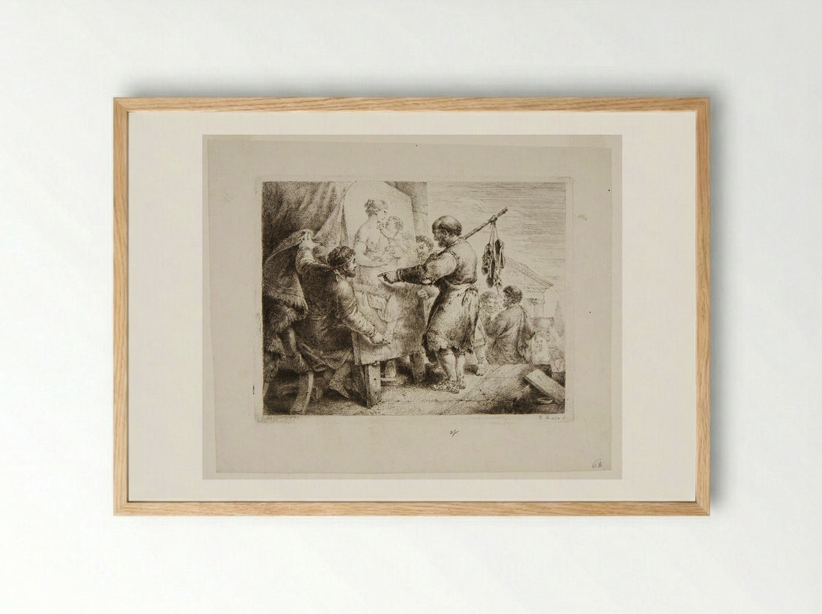 Apelles and the Shoe Seller - Christian Bernhard Rode - Framed Print Wood