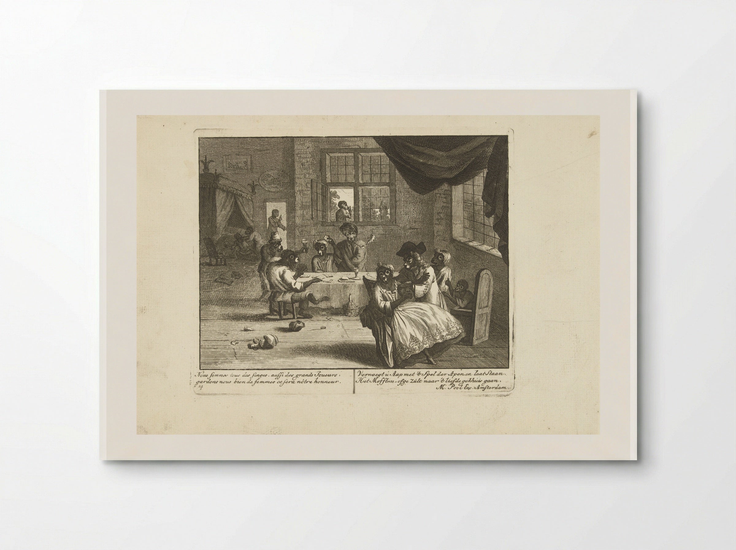 Apen in een herberg (Monkeys in an Inn) - Matthijs Pool - Poster