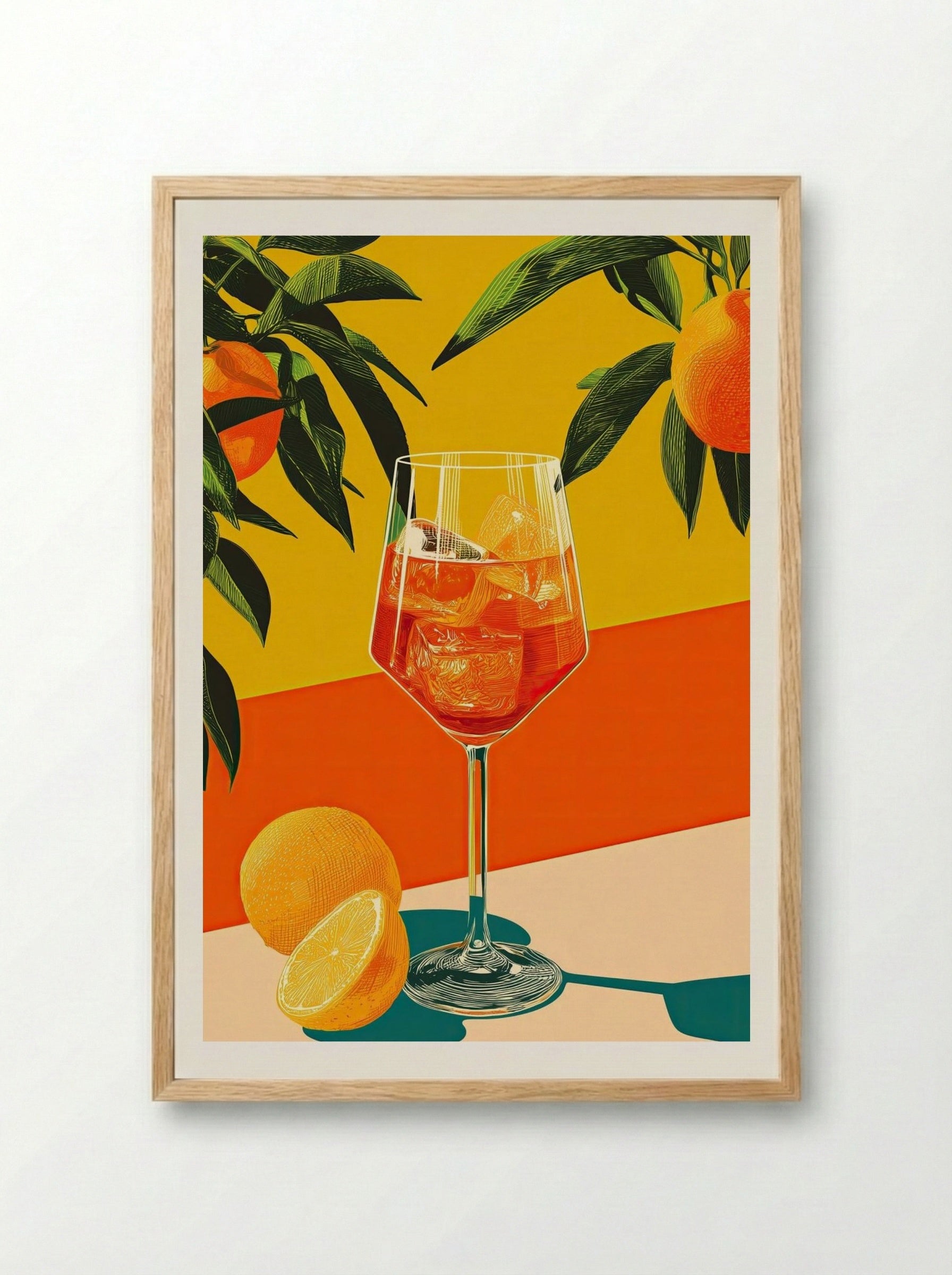 Aperol Spritz Dream – Vibrant Summer Cocktail Art Print.png - Framed Print Wood