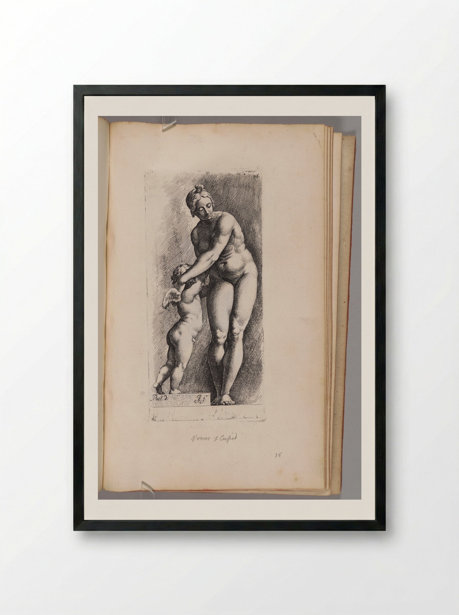 Aphrodite and Eros (Plate 76) - Jan de Bisschop - Framed Print Black