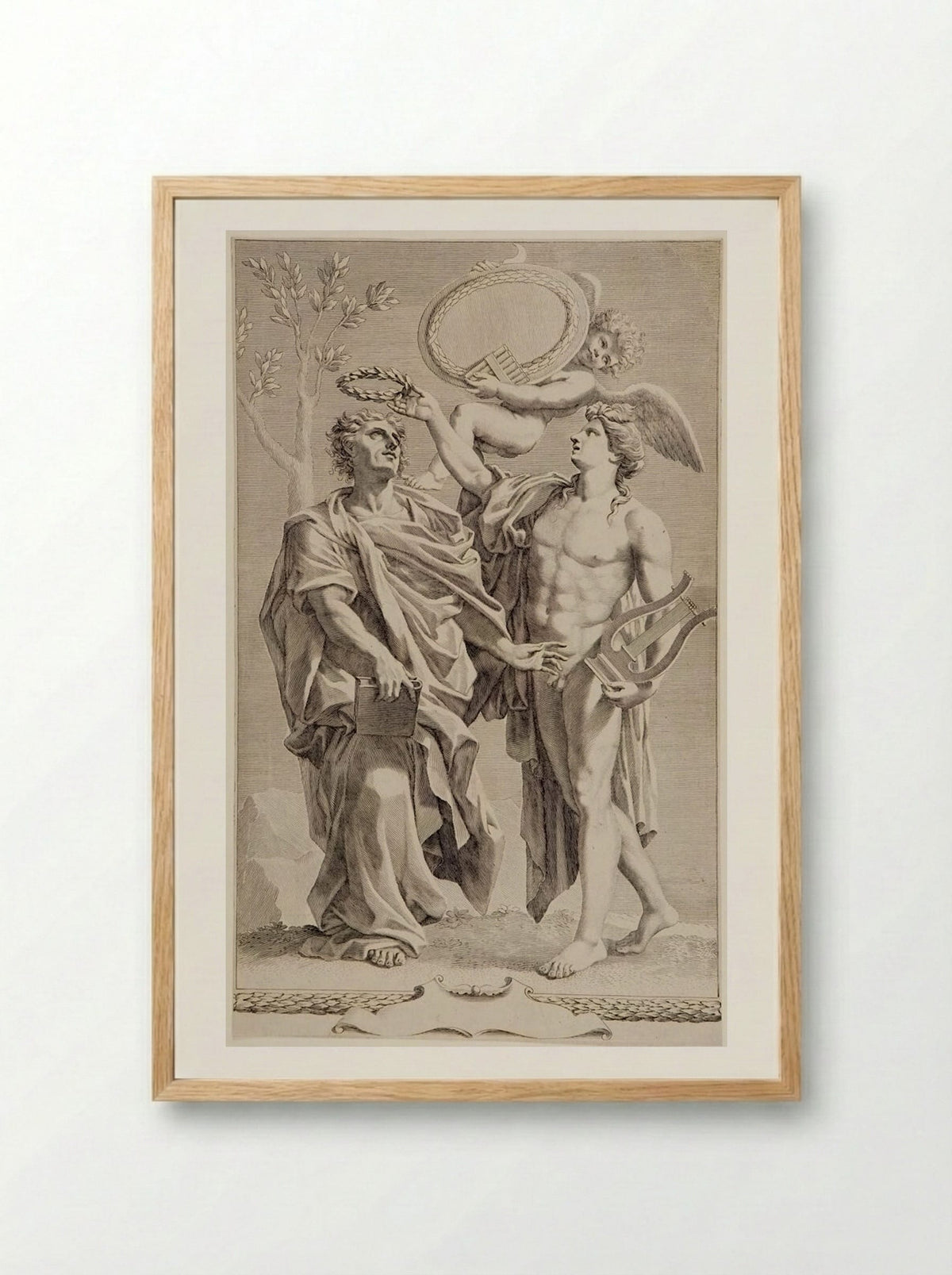 Apollo Crowning Virgil - Claude Mellan - Framed Print Wood