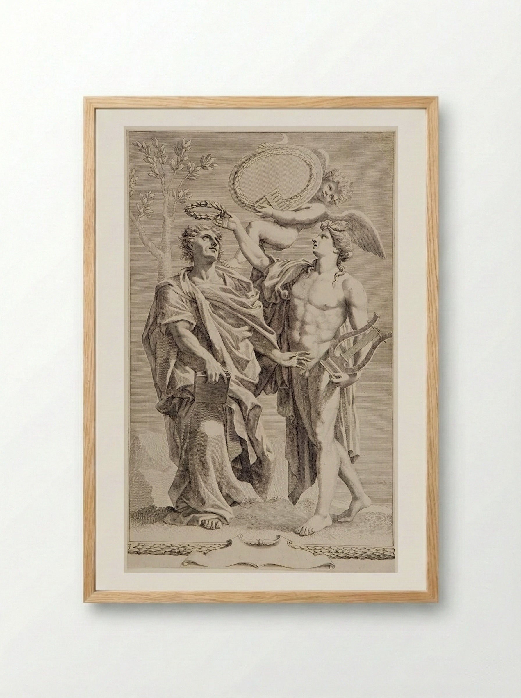 Apollo Crowning Virgil - Claude Mellan - Framed Print Wood