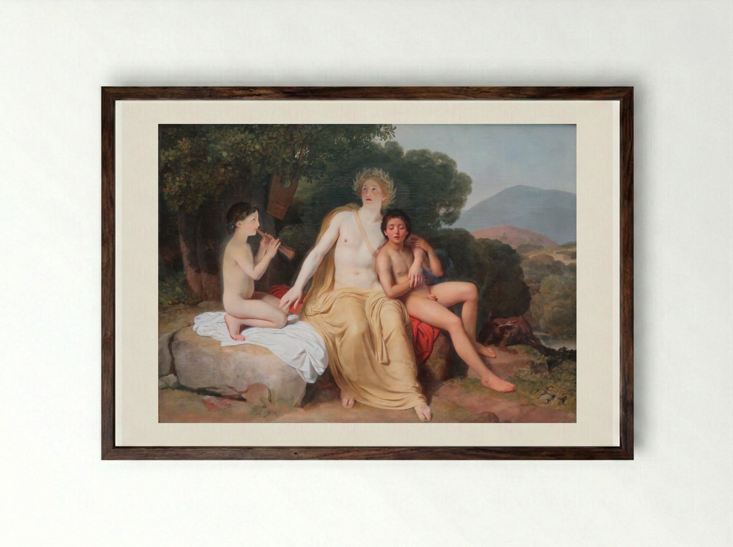 Apollo, Hyacinthus and Cyparissus Singing and Playing Music - Alexander Ivanov - Framed Print Dark Wood