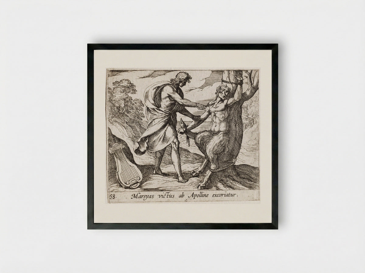 Apollo Killing Marsyas - Antonio Tempesta - Framed Print Black