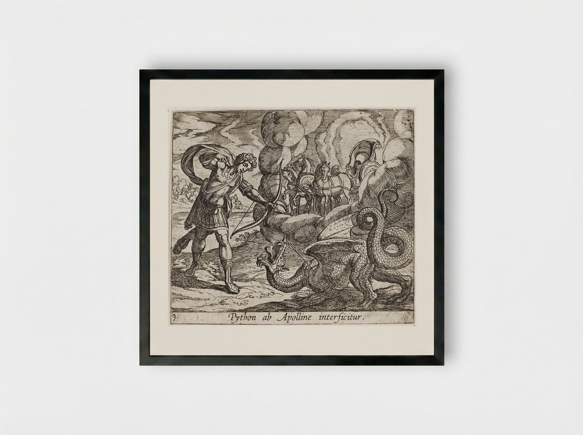 Apollo Killing Python - Antonio Tempesta - Framed Print Black