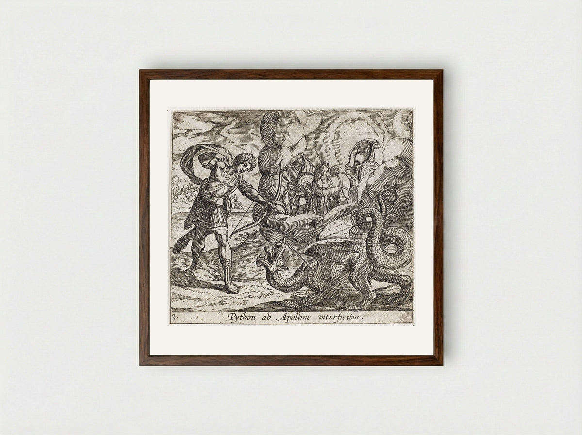 Apollo Killing Python - Antonio Tempesta - Framed Print Dark Wood