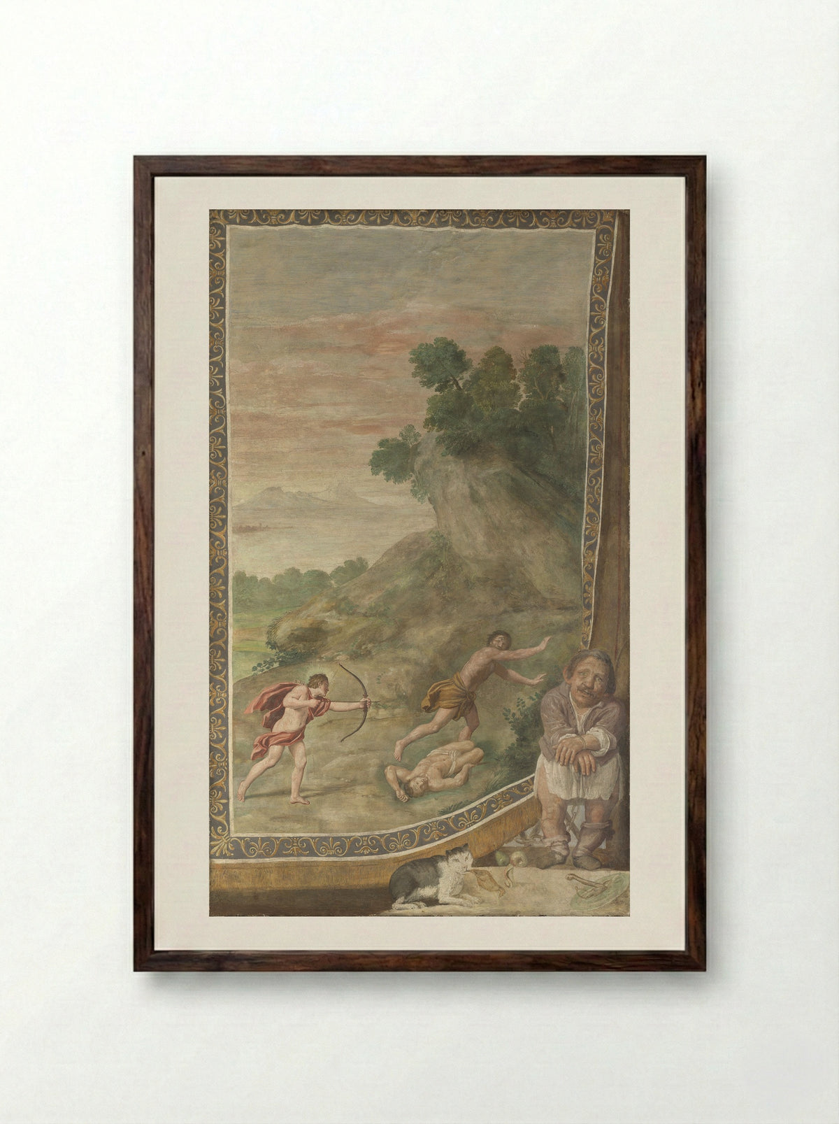 Apollo Killing the Cyclopes - Domenichino - Framed Print Dark Wood