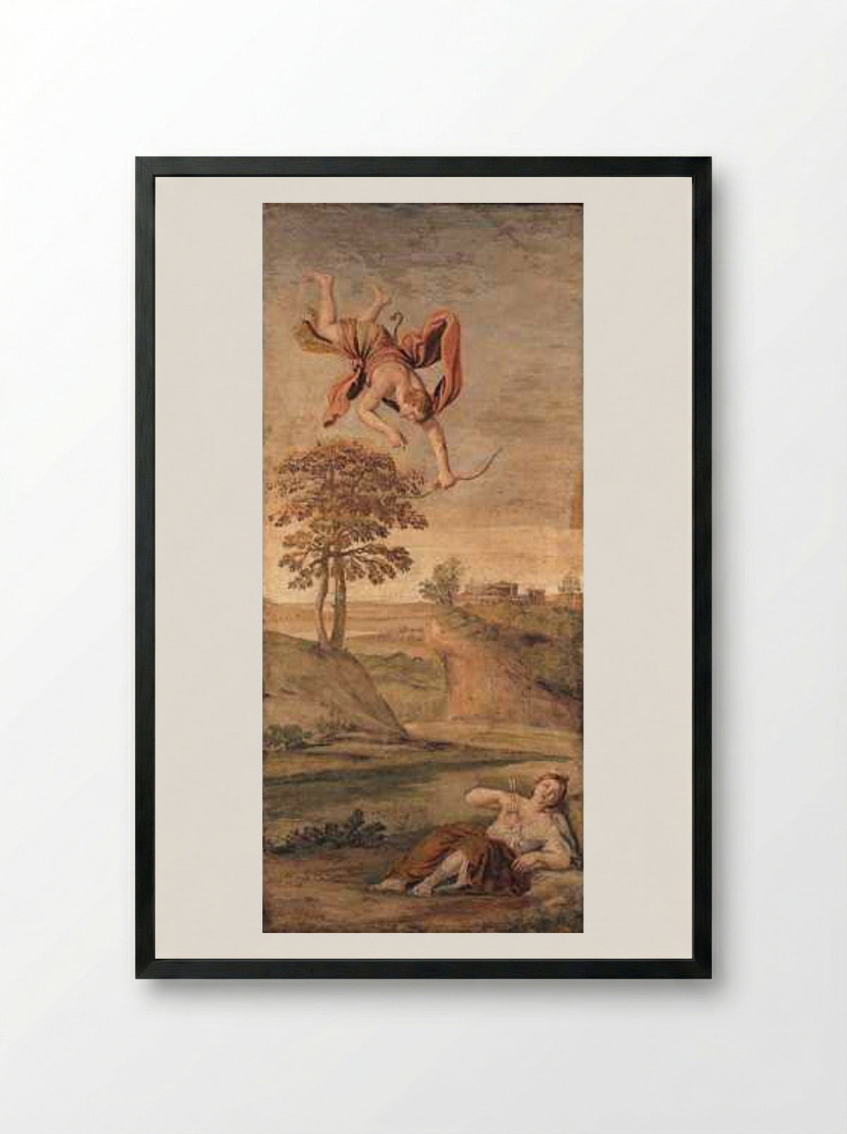 Apollo Slaying Coronis - Domenichino - Framed Print Black